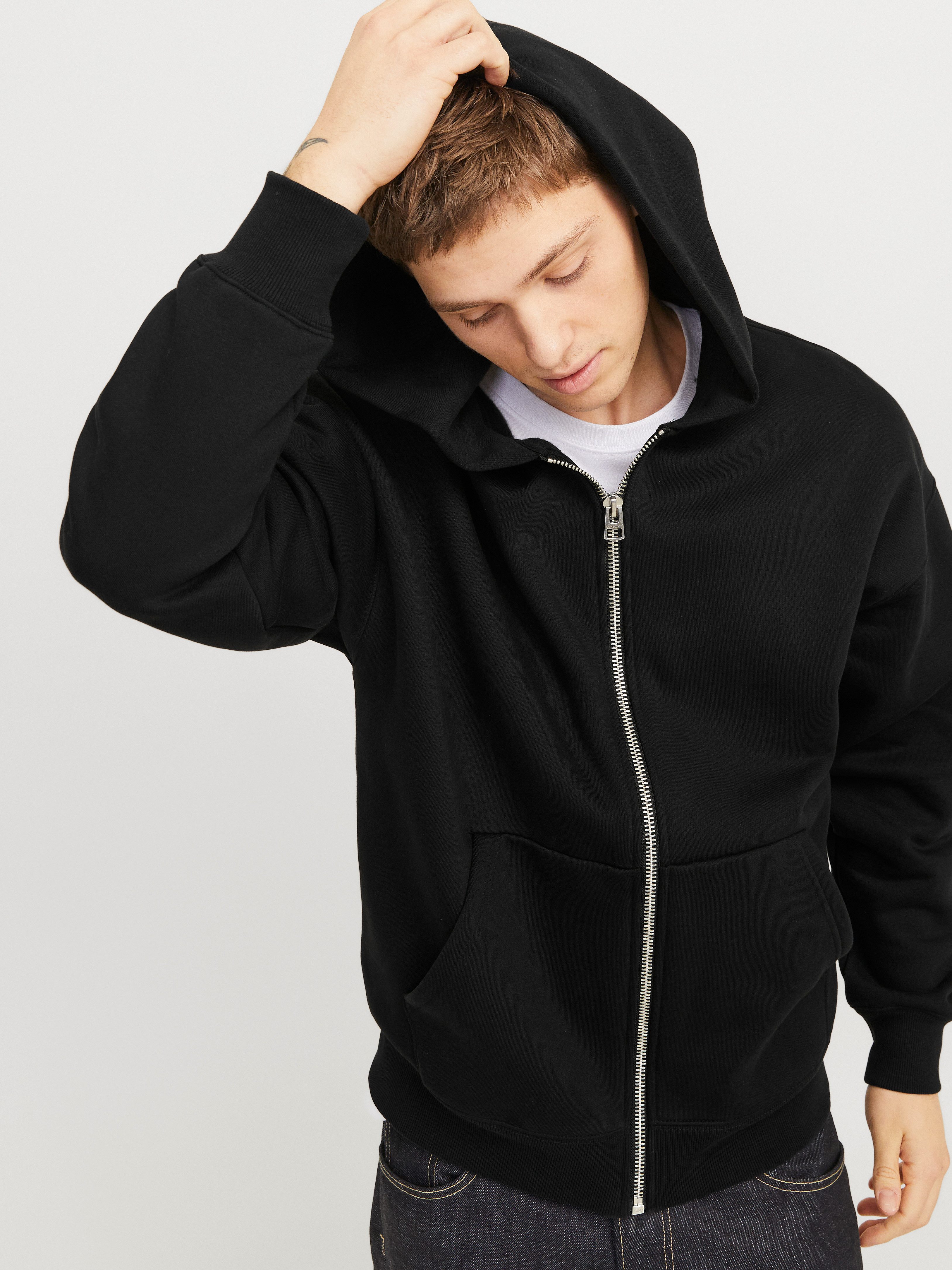 Jack & Jones Kapuzensweatjacke JJEURBAN EDGE SWEAT ZIP HOOD NOOS mit Rippbü günstig online kaufen
