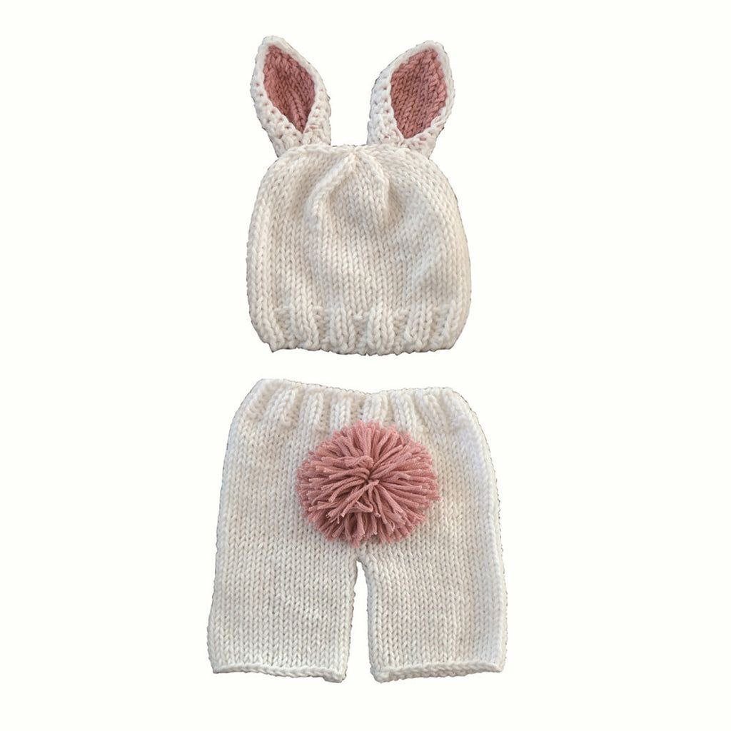 Matissa & Dad Neugeborenen-Geschenkset Baby Fotoshooting Strick, Neugeborenen Outfit, Baby Kostüm (Set, 2-tlg) Cute Hase