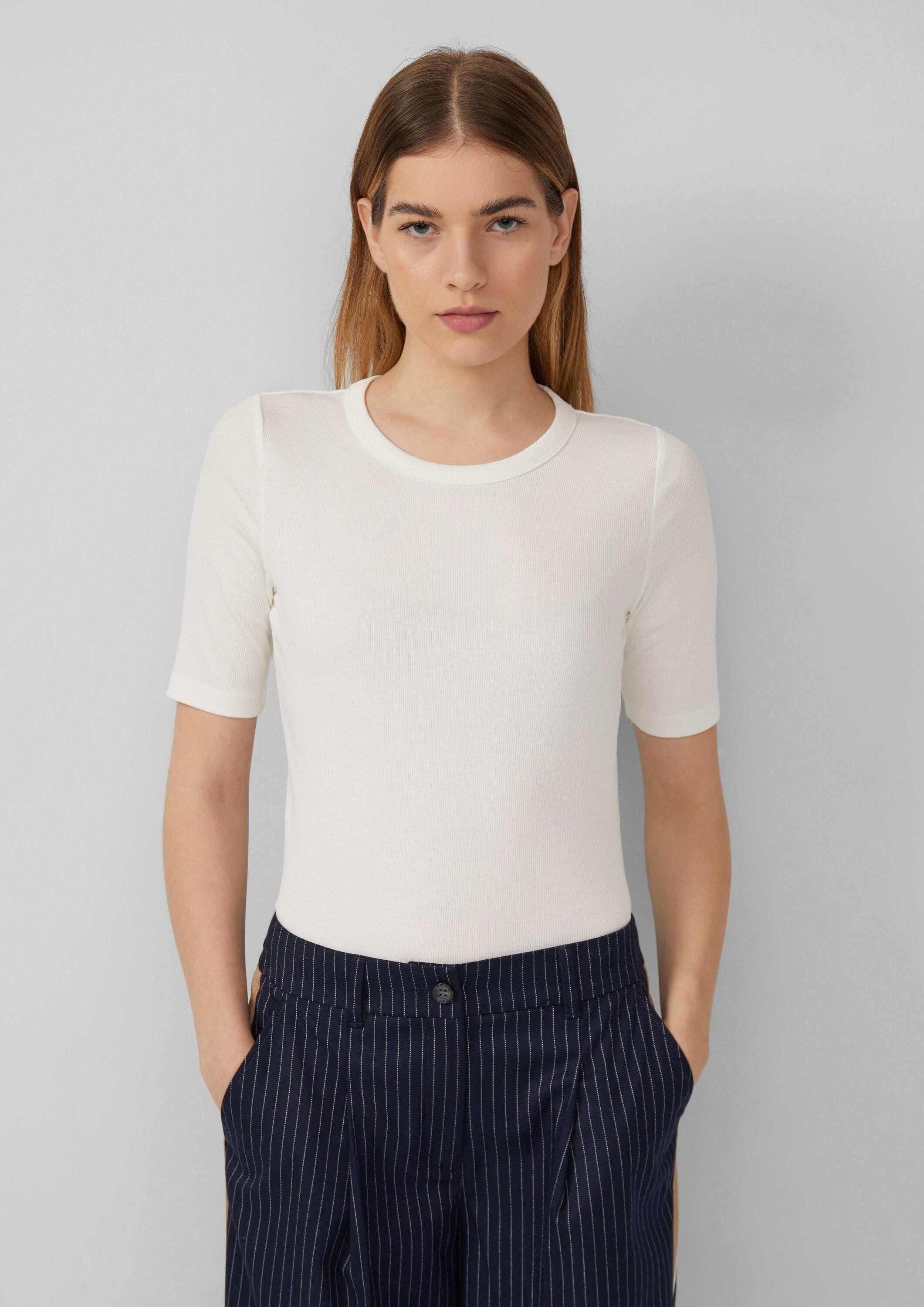 s.Oliver Kurzarmshirt T-Shirt Ripp-Shirt im Slim günstig online kaufen