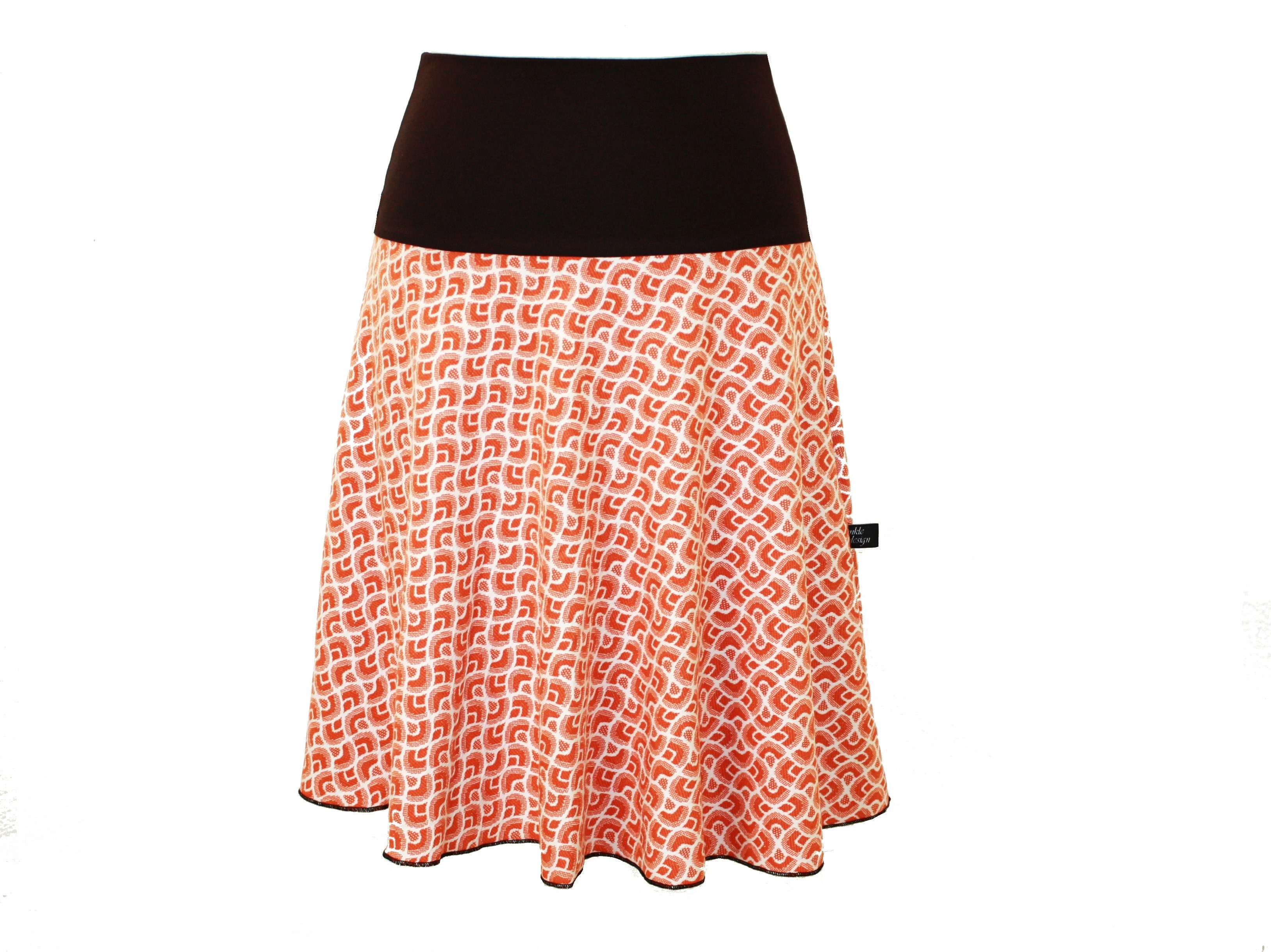 dunkle design Strickrock A-Linie Terra Braun Jacquard 57cm elastischer Bund