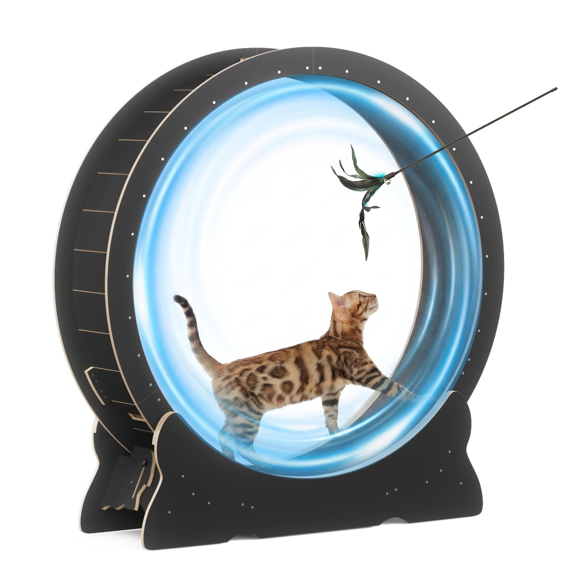 Mondeer Tier-Intelligenzspielzeug Katzenlaufrad, MDF, Innendurchmesser 100cm Leises Scrollrad und Sicherheitsschloss-Design