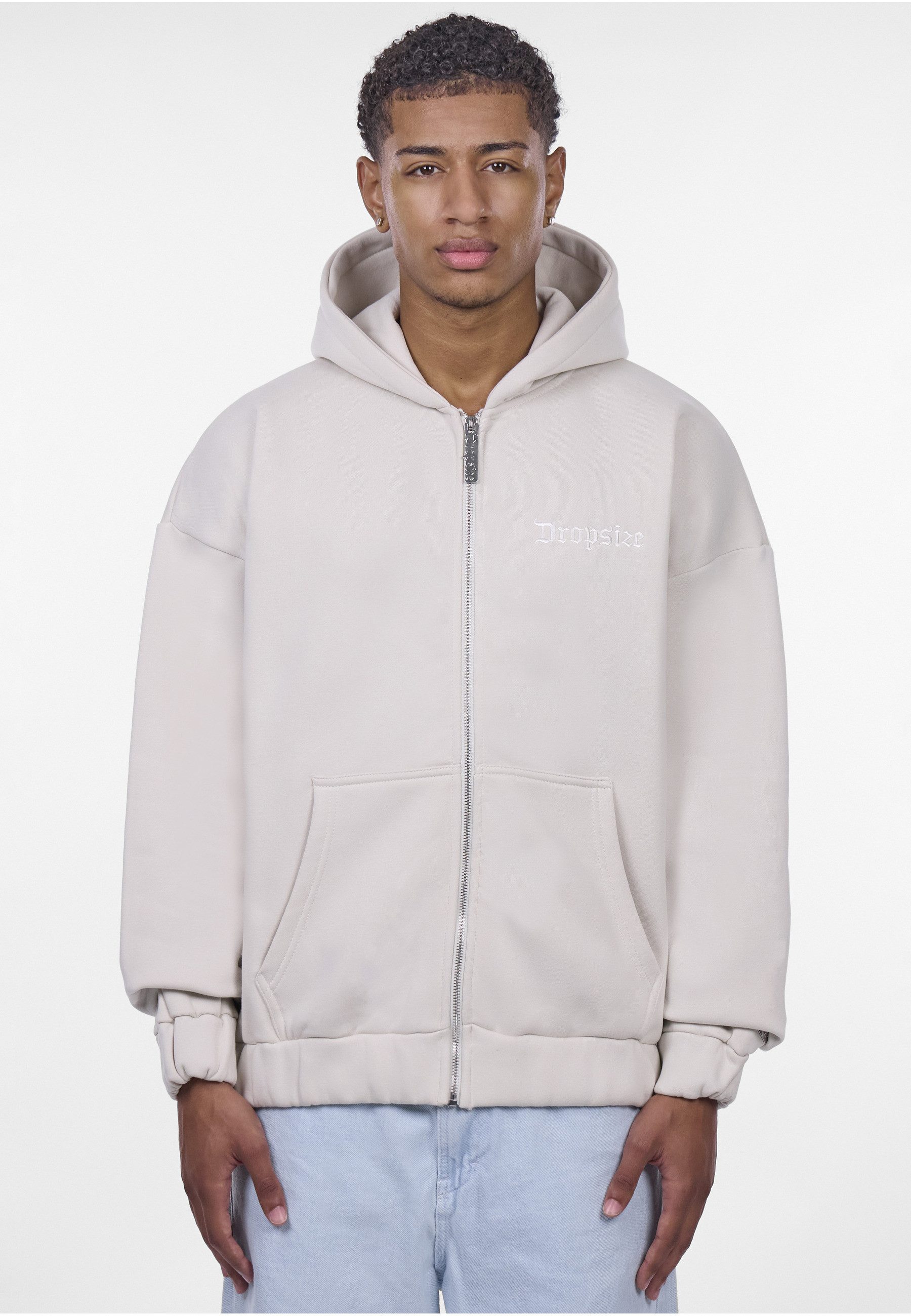 Dropsize Sweatjacke Dropsize HEAVY OVERSIZE EMBO ZIPPER HOODIE