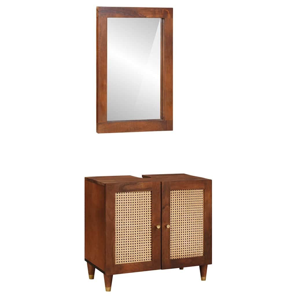 vidaXL Badezimmer-Set Badezimmermöbel 2 pcs 62 x 33 x 58 cm Massives -Holz, (2-St)