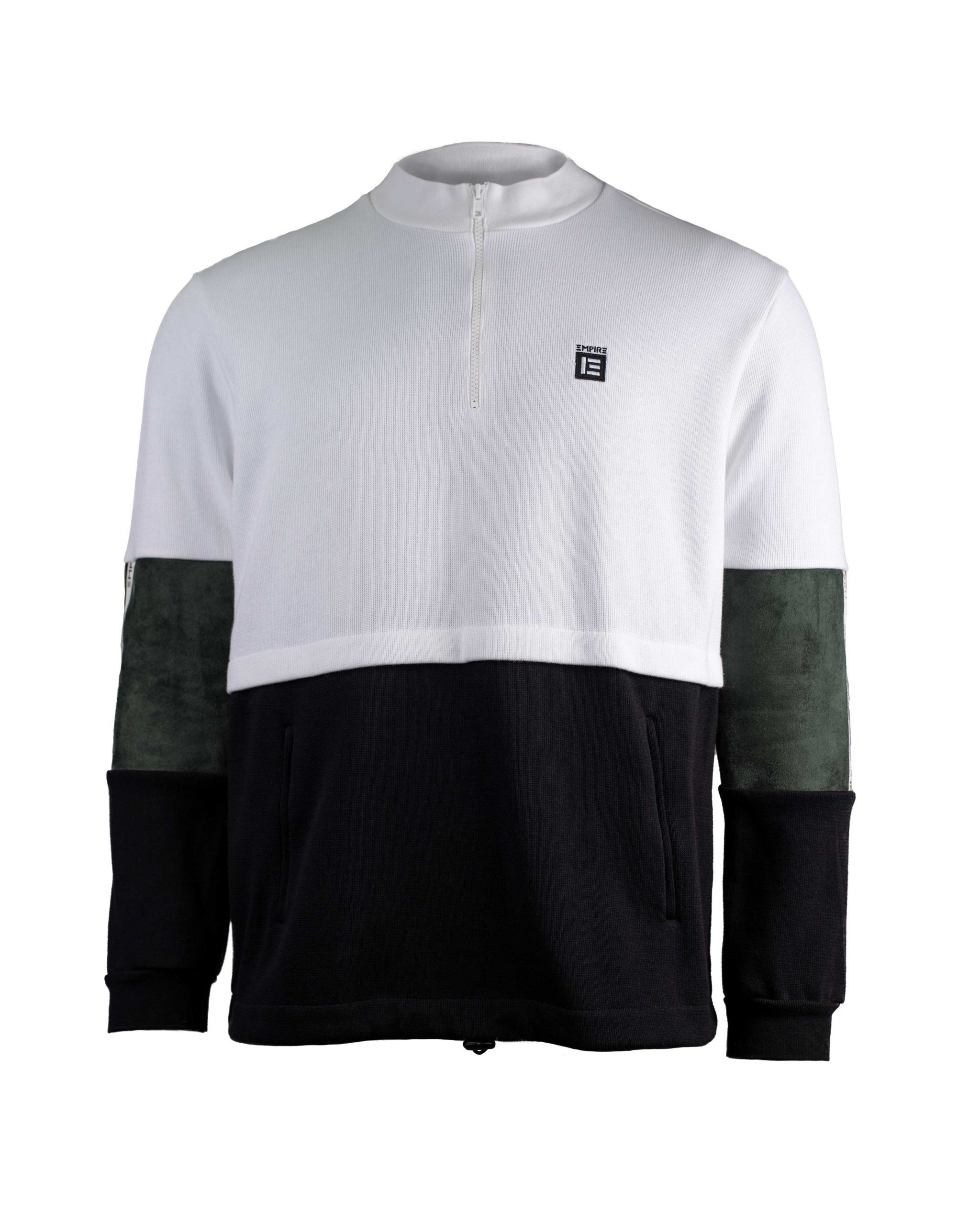 EMPIRE-THIRTEEN Sweater "THREE COLORED EMPIRE" Wildlederimitat Einsatz am Ärmel