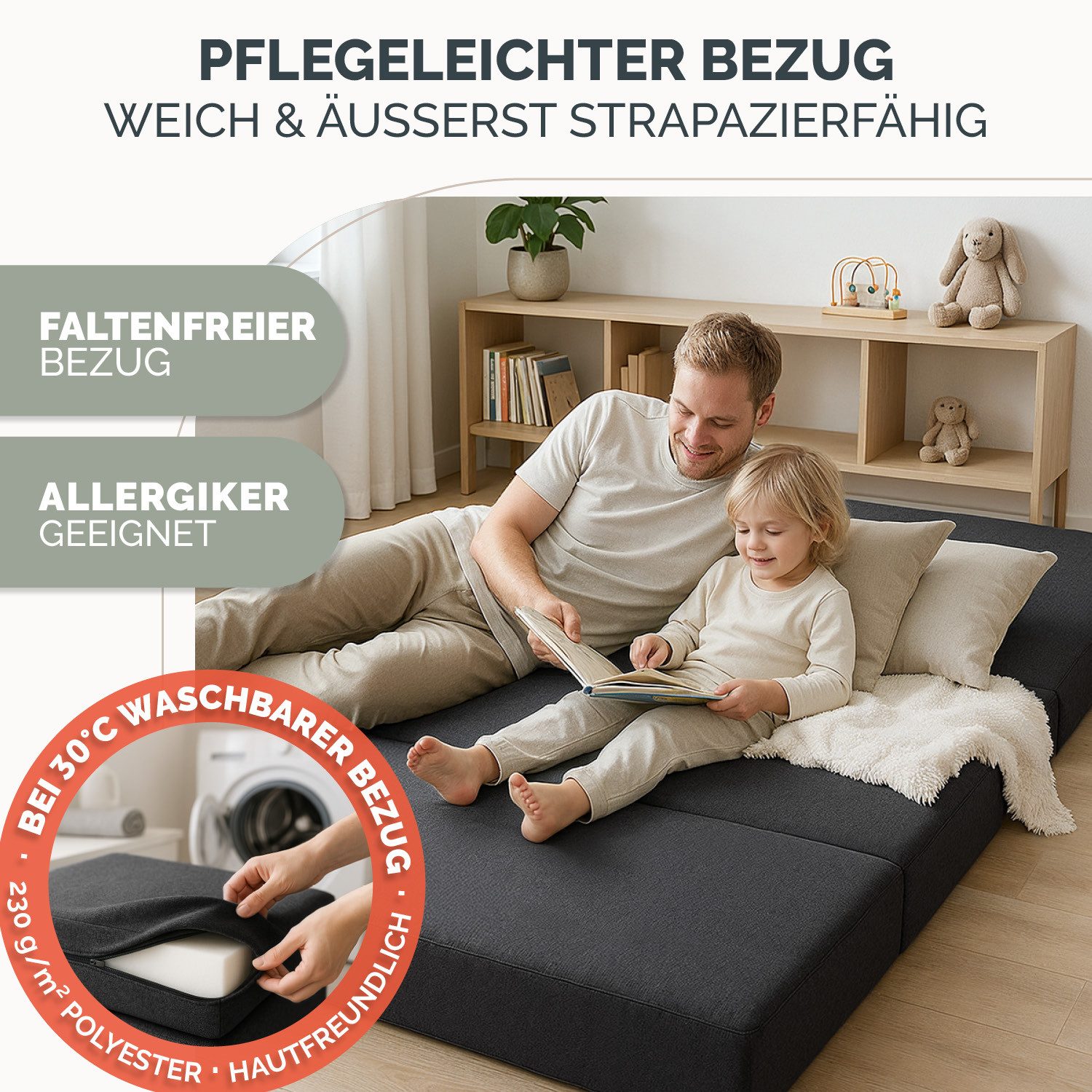 Klappmatratze Klappmatratze- 3teilige Gästematratze klappbar extra dick (14 cm), Blumtal, 14 cm hoch, (hautfreundlich & waschbar), rückenfreundliche Faltmatratz – Bild 5 von 5
