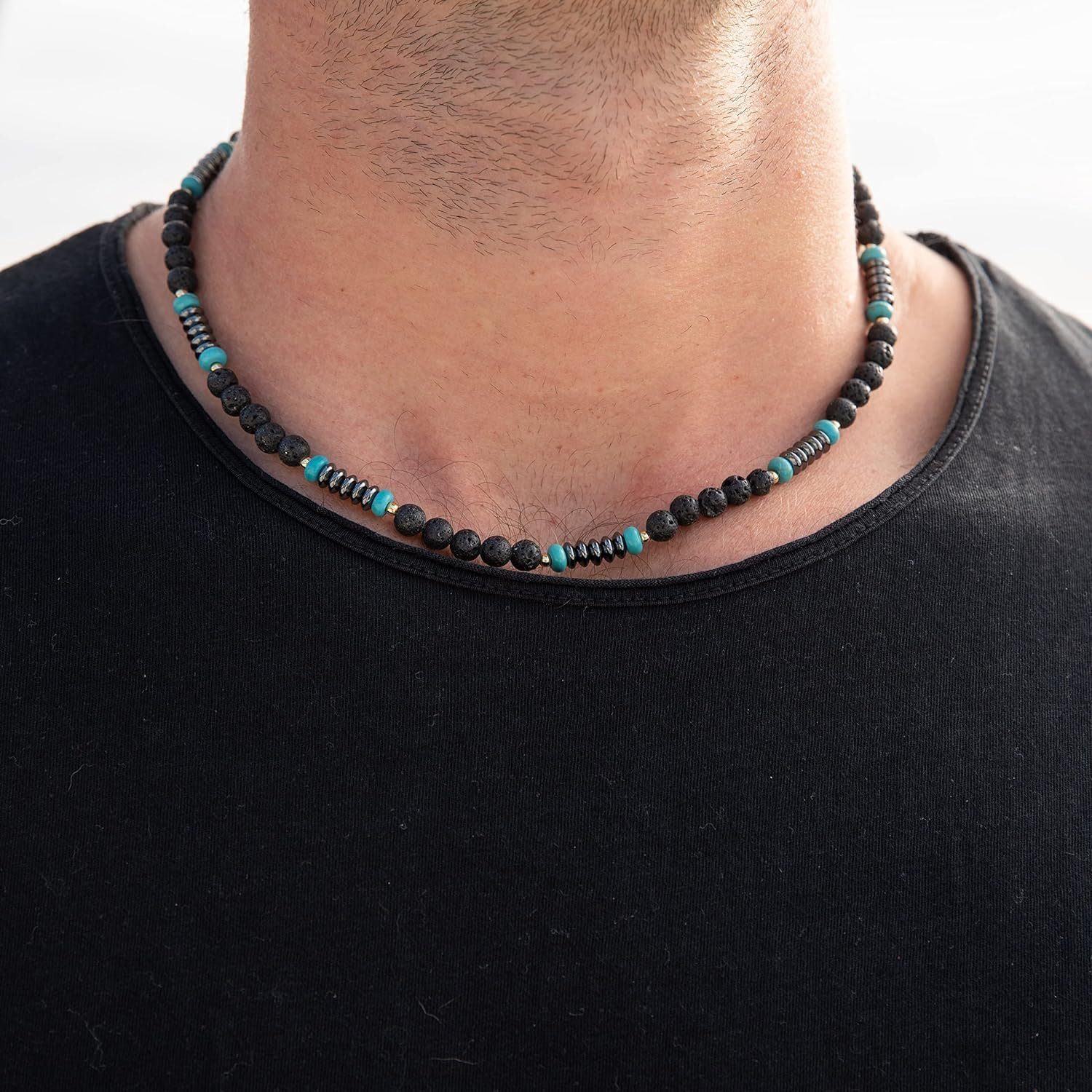 Made by Nami Perlenkette Surfer Halskette mit Kokosnussperlen, Herren Strand Schmuck Wasserfest
