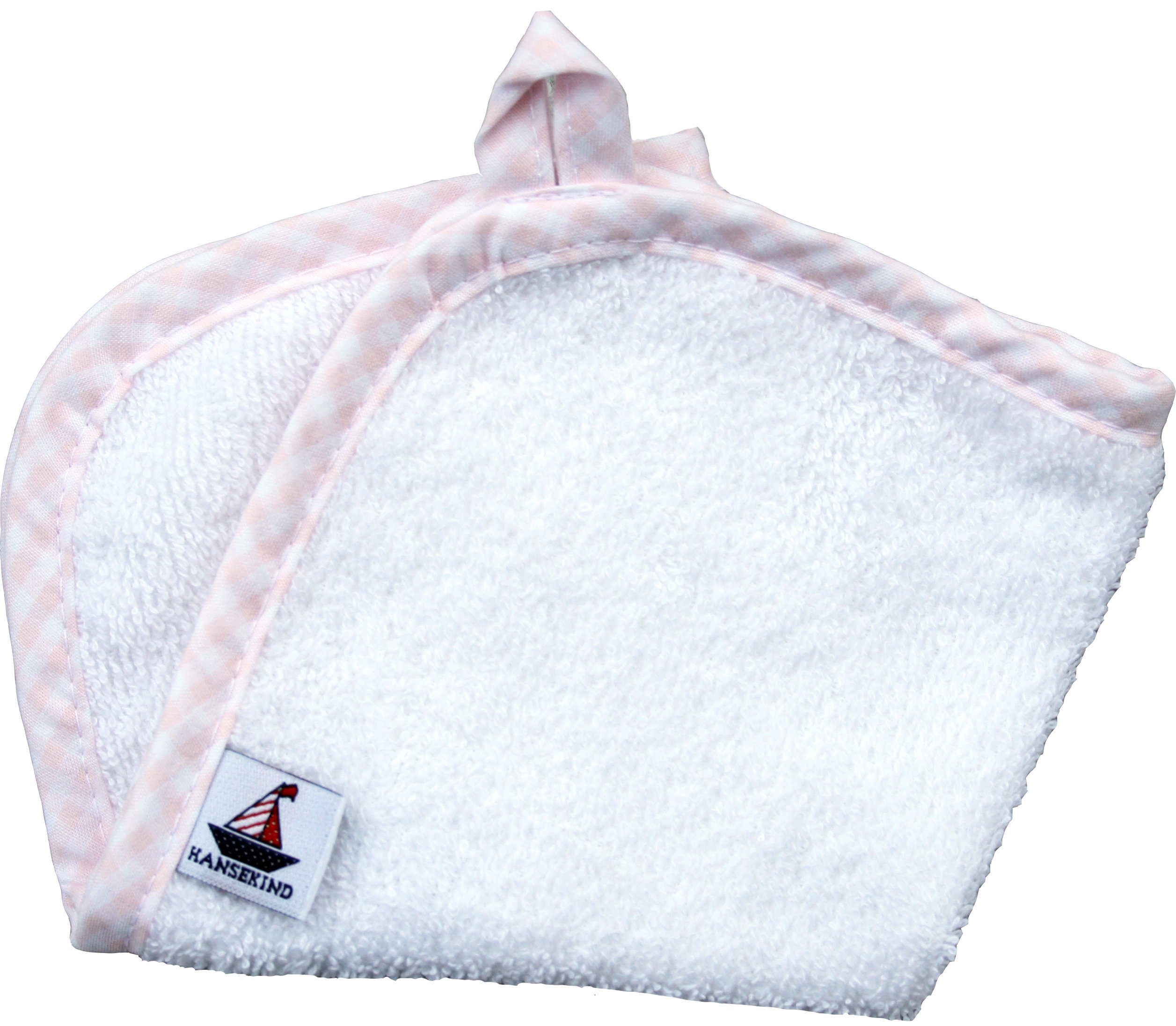 HANSEKIND Sweatshirt Waschlappen, weißer Frottee, Umrandung vichy-karo rosa (1-tlg)