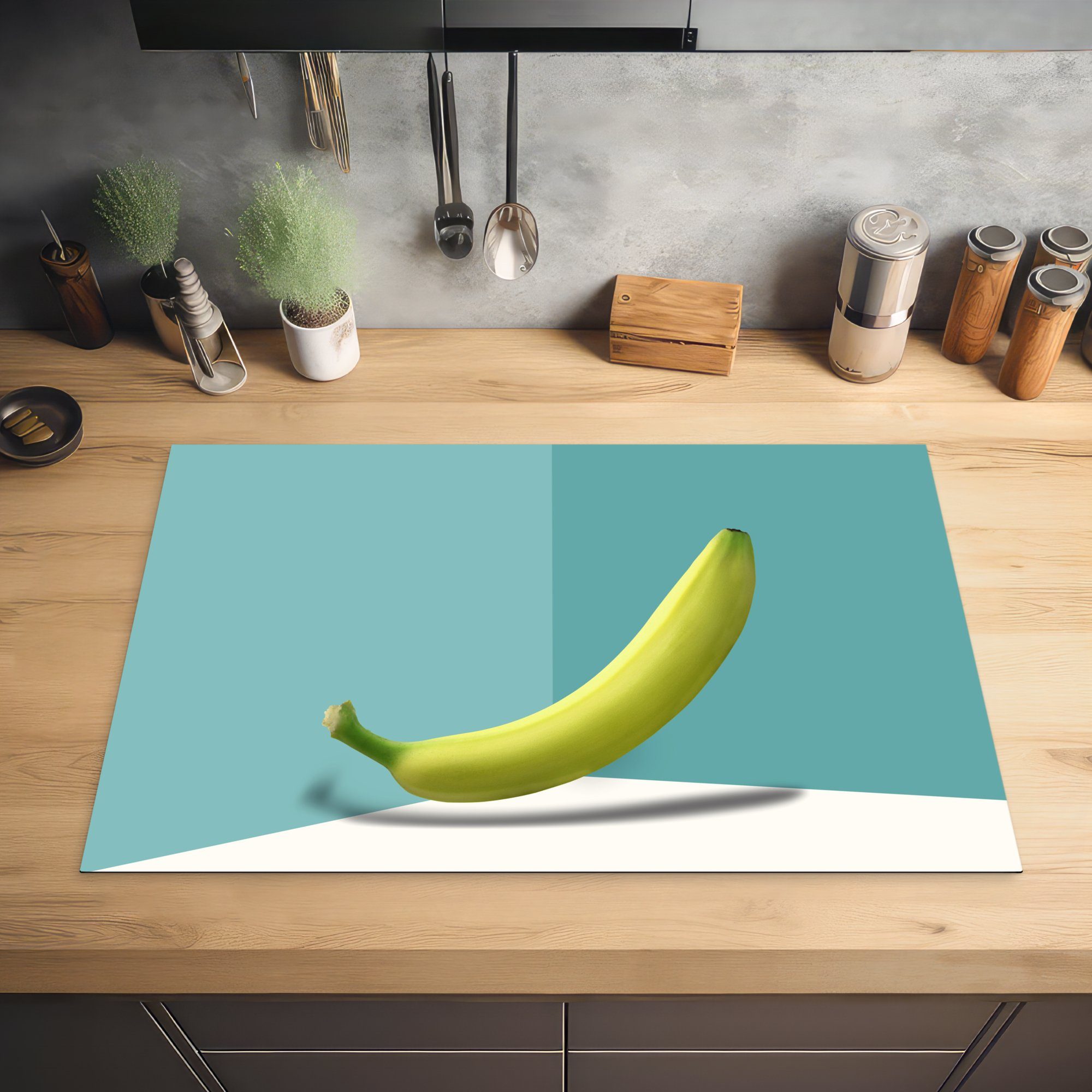 MuchoWow Herdblende-/Abdeckplatte Banane - Gelb Ceranfeldabdeckung 81x52 Schutz cm, Vinyl, Induktionskochfeld (1 für die - Obst, tlg), küche