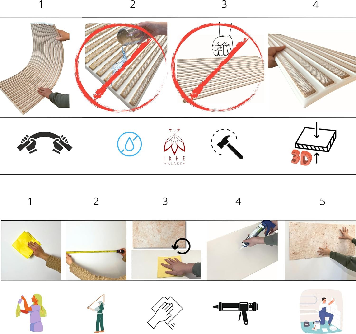 IKHEMalarka 3D Wandpaneel Betonoptik Marmor Ziegel aus Polystyrol Styropor XPS, BxL: 50,00x100,00 cm, 0,50 qm, (1 Stück, 0,5m) Deckenpaneelen - 3mm dick - 100x50cm