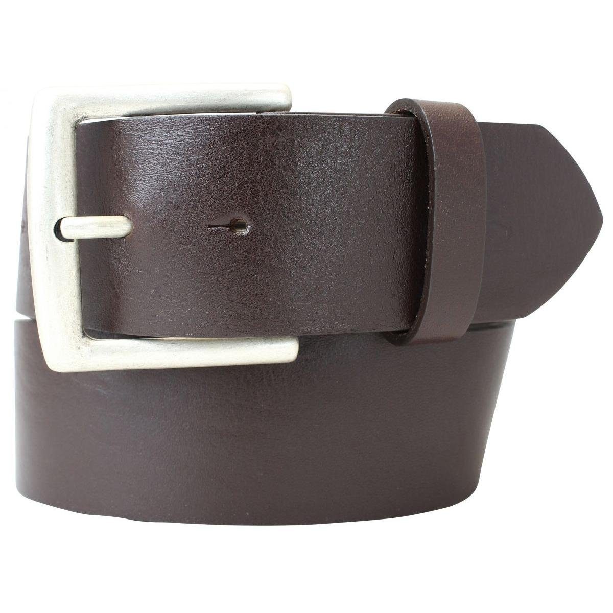 BELTINGER Ledergürtel Jeansgürtel aus Vollrindleder 5 cm - Leder-Gürtel für Herren 50mm - Br Braun, Altsilber