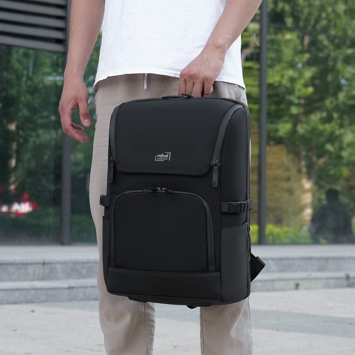 Rebel Rucksack Laptoprucksack Business Pro Black, Laptopfach, Tabletfach, Anti-Theft Fach, formstabil, wasserabweisend – Bild 5 von 5