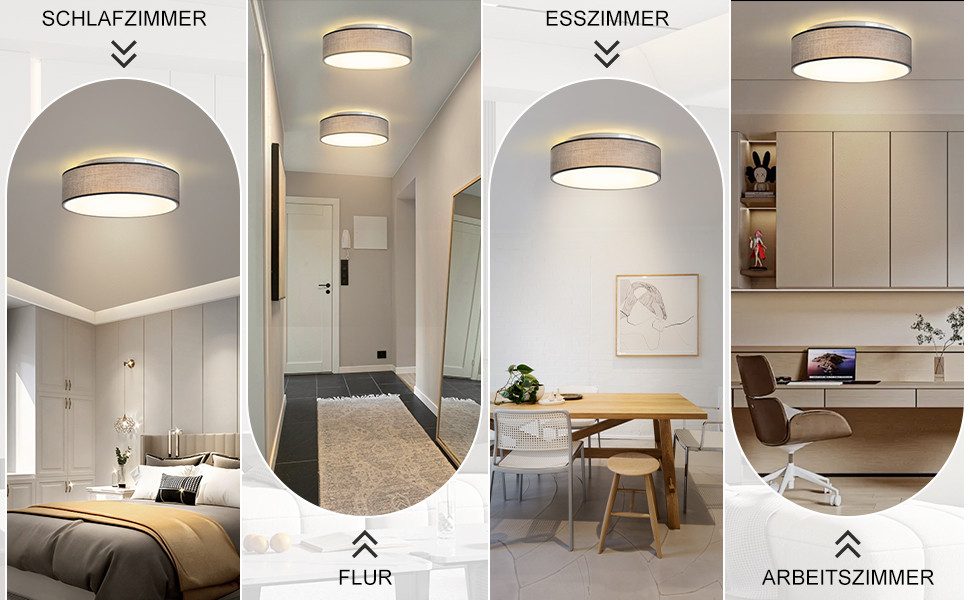 Zedelmaier Lampenschirm Deckenlampe Deckenleuchte Stoff, Max.40W/E27, ohne Leuchtmittel, Geeignet für Wohnzimmer Schlafzimmer Küche Flur Kinderzimmer