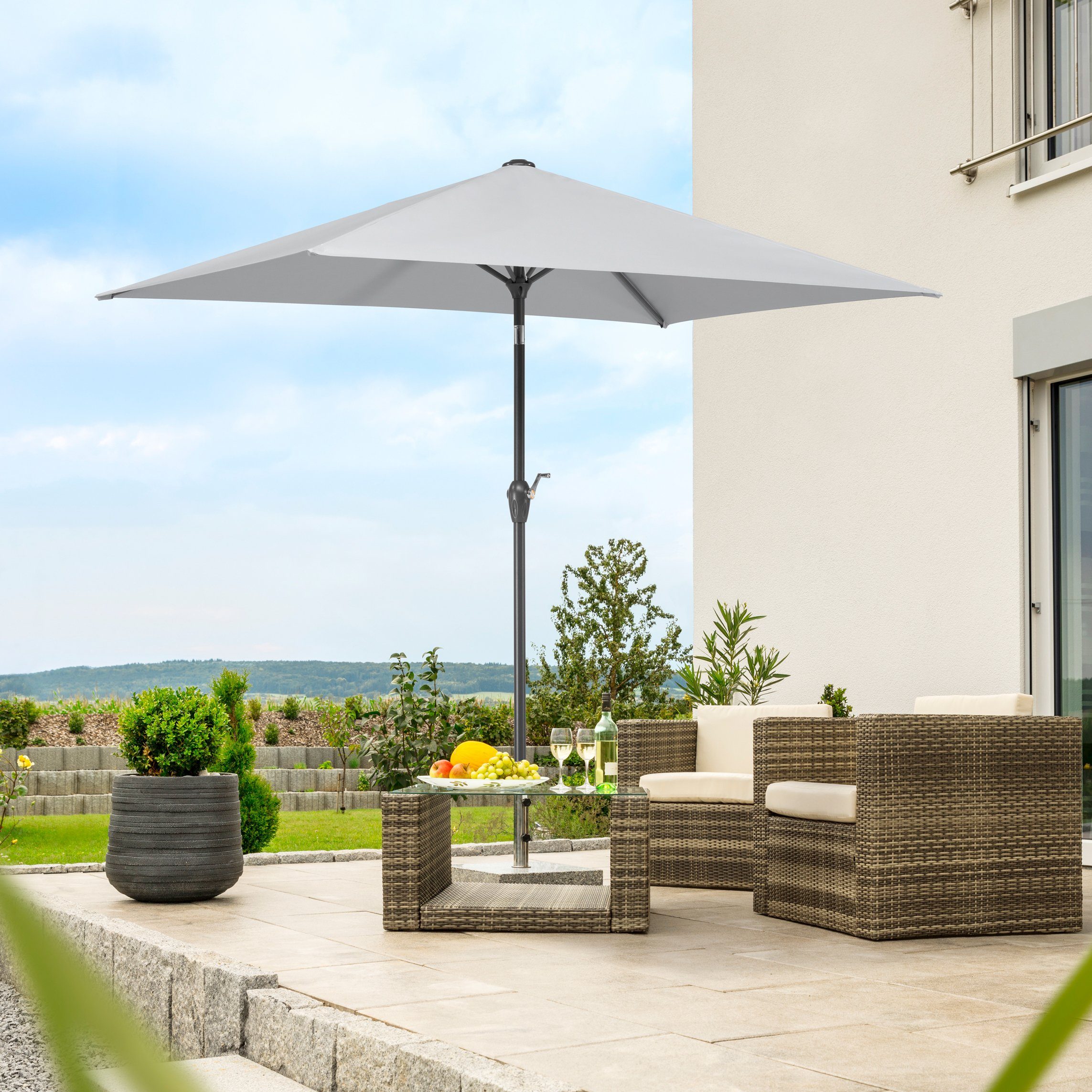 Schneider Marktschirm 210 cmx 130 cm Apfelgrün mit Kurbelmechanik günstig online kaufen