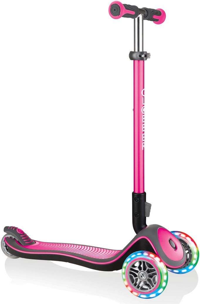 authentic sports & toys Globber Dreiradscooter ELITE DELUXE LIGHTS, mit Leuchtrollen pink | 