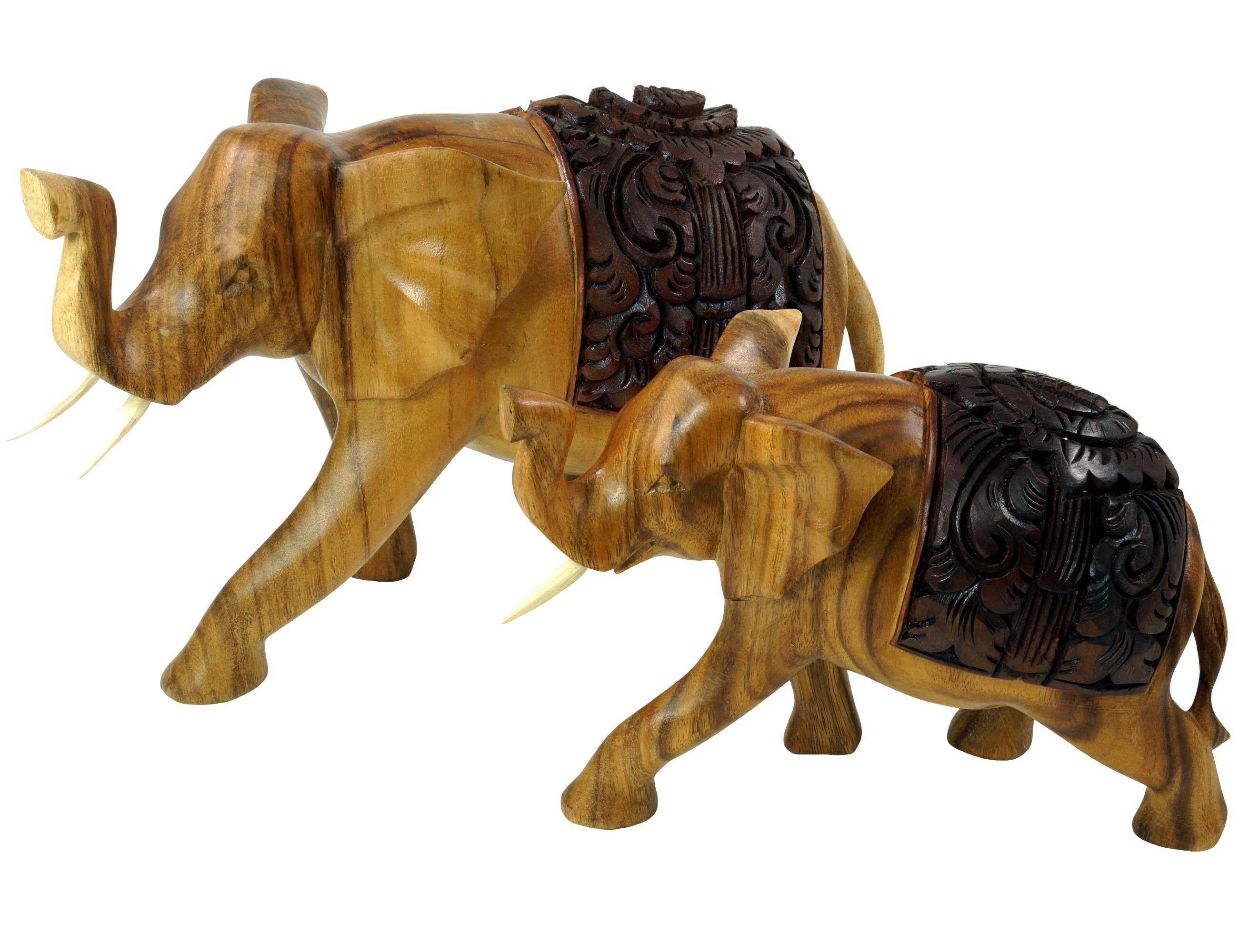 Geschnitzter Größen verschiedenen Elefant in Guru-Shop Dekofigur Deko