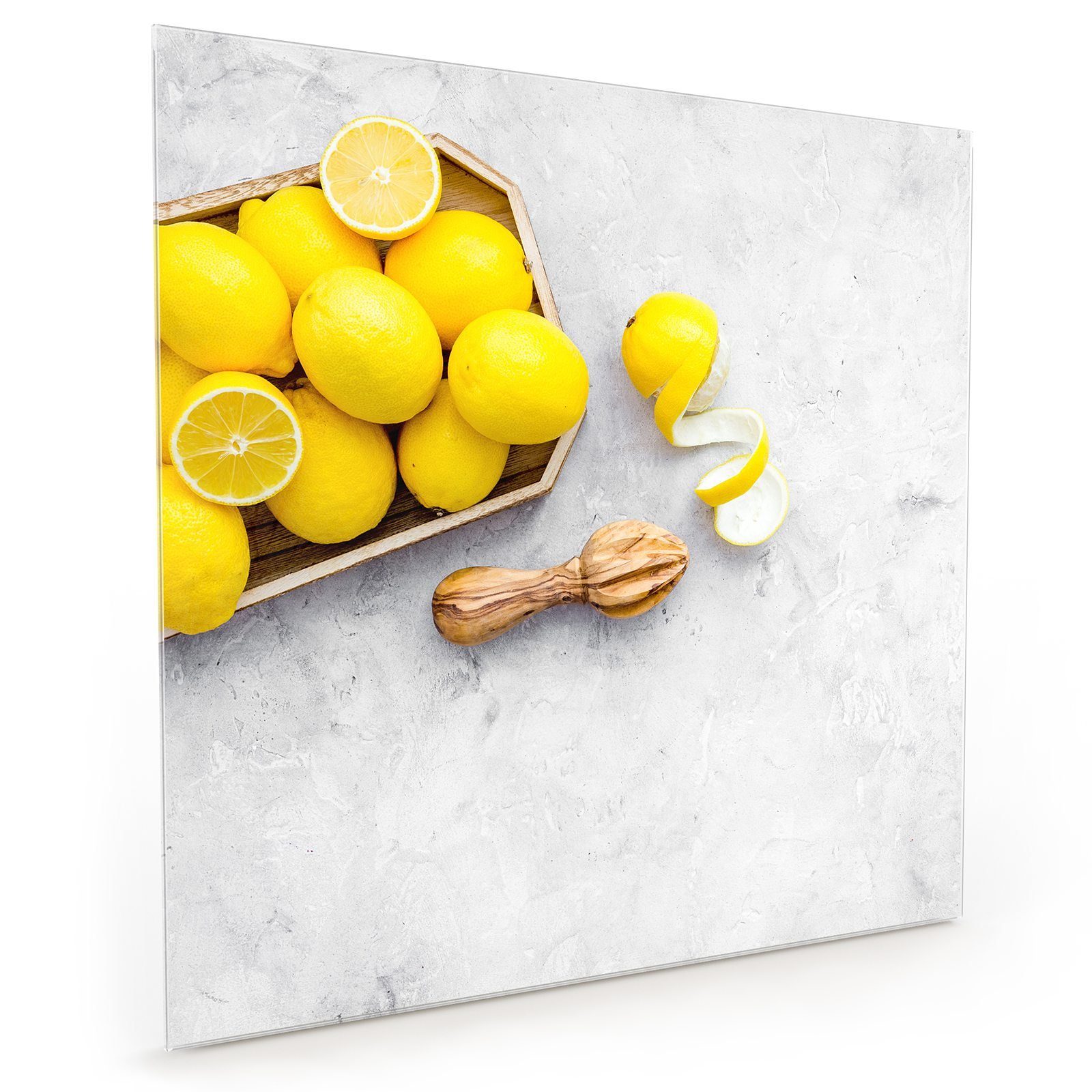 Primedeco Küchenrückwand Küchenrückwand Spritzschutz Glas mit Motiv Zitronen in Schale