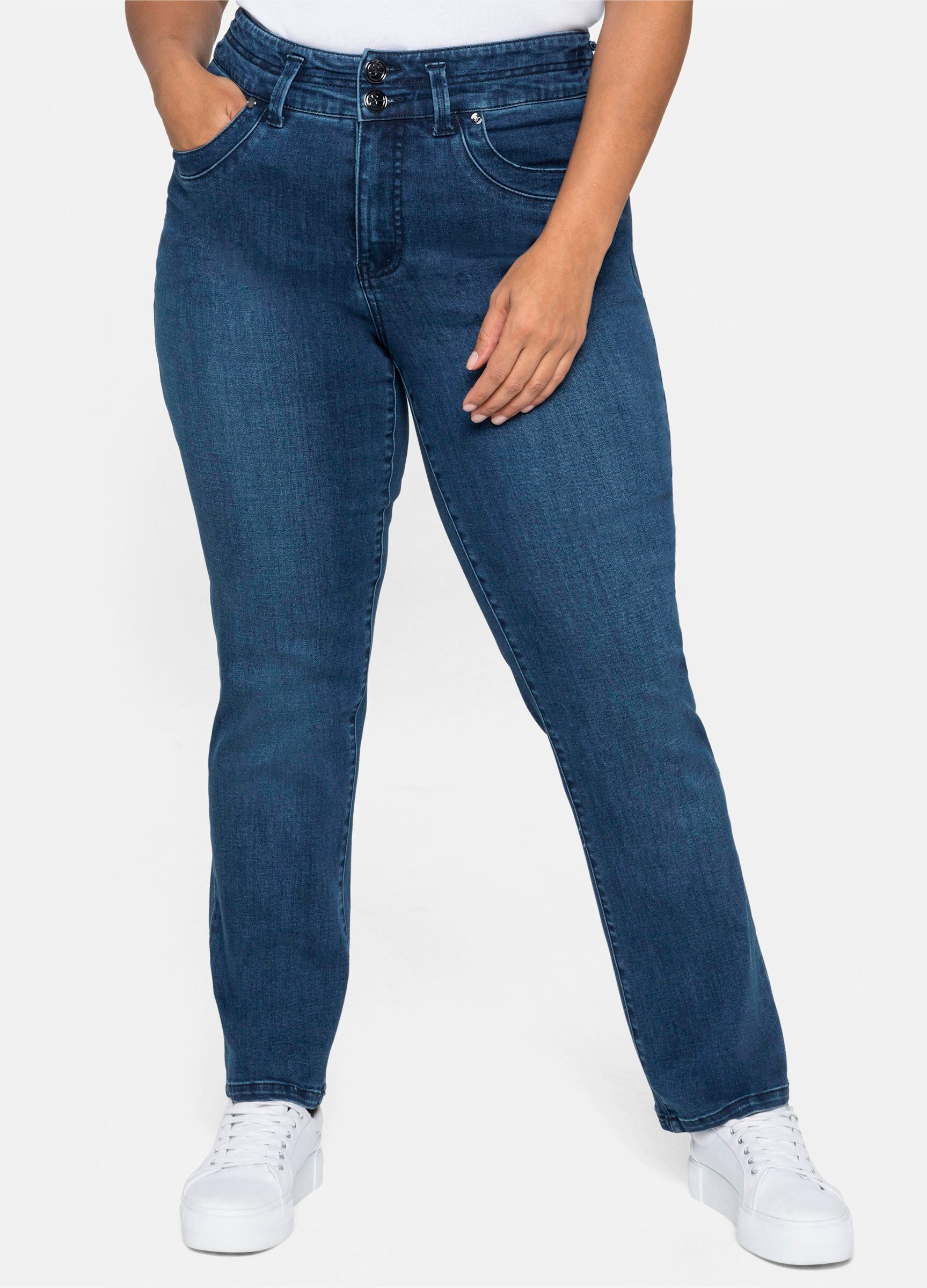 Sheego Bequeme Jeans Gerade Jeans . MANUELA für eine schmale Taille und krä günstig online kaufen