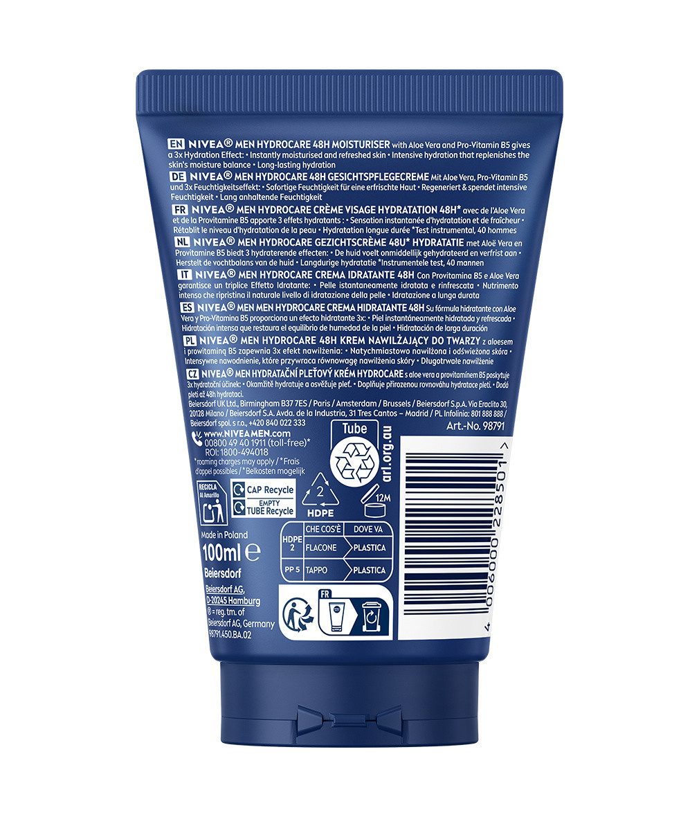 Nivea Men Gesichtspflege HydroCare Gesichtspflegecreme XXL 100ml, 1-tlg., Intensive Feuchtigkeitsversorgung