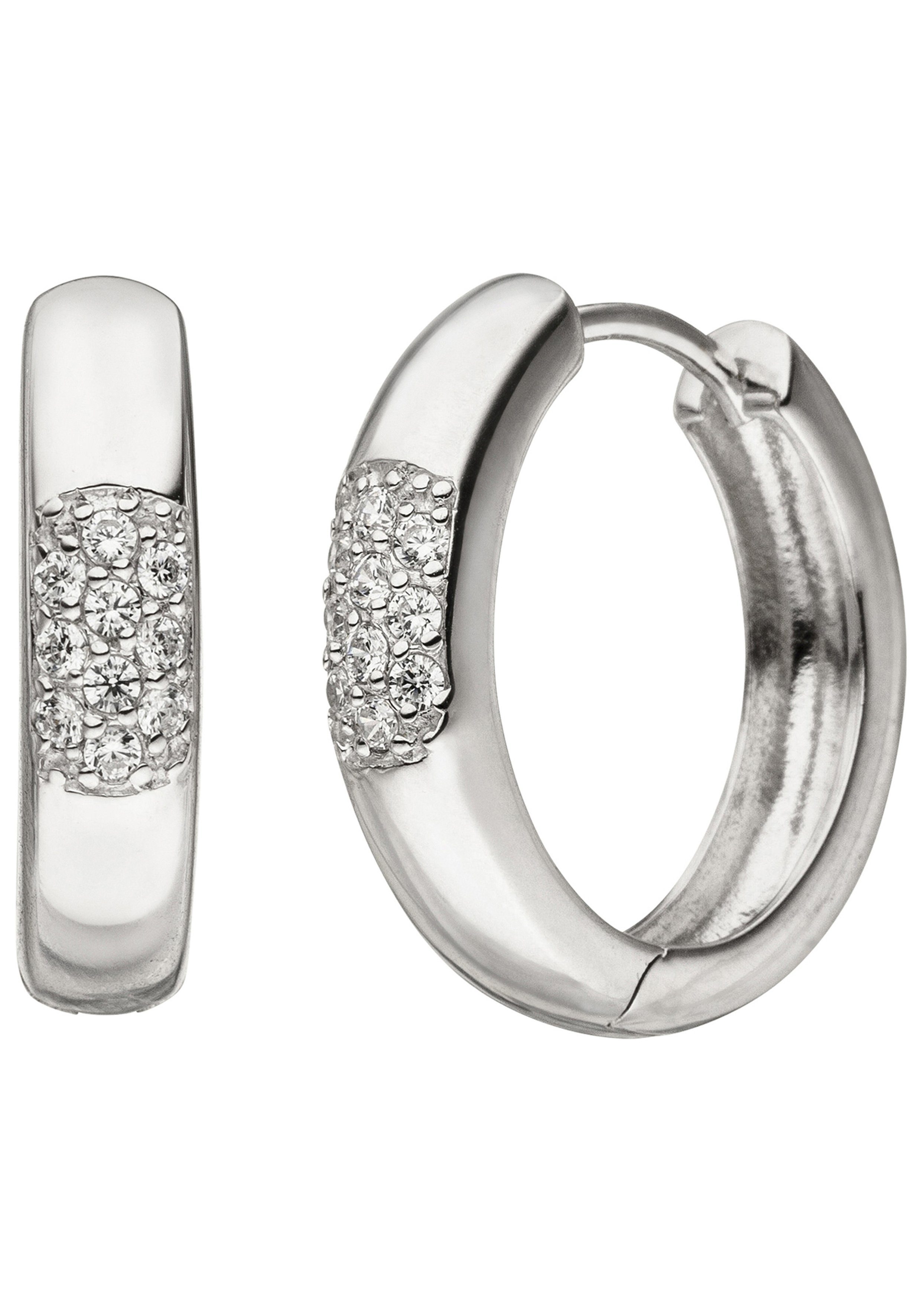 JOBO Paar Creolen, 925 Silber mit 20 Zir... JOBO Paar Creolen, 925 Silber mit 20 Zir...