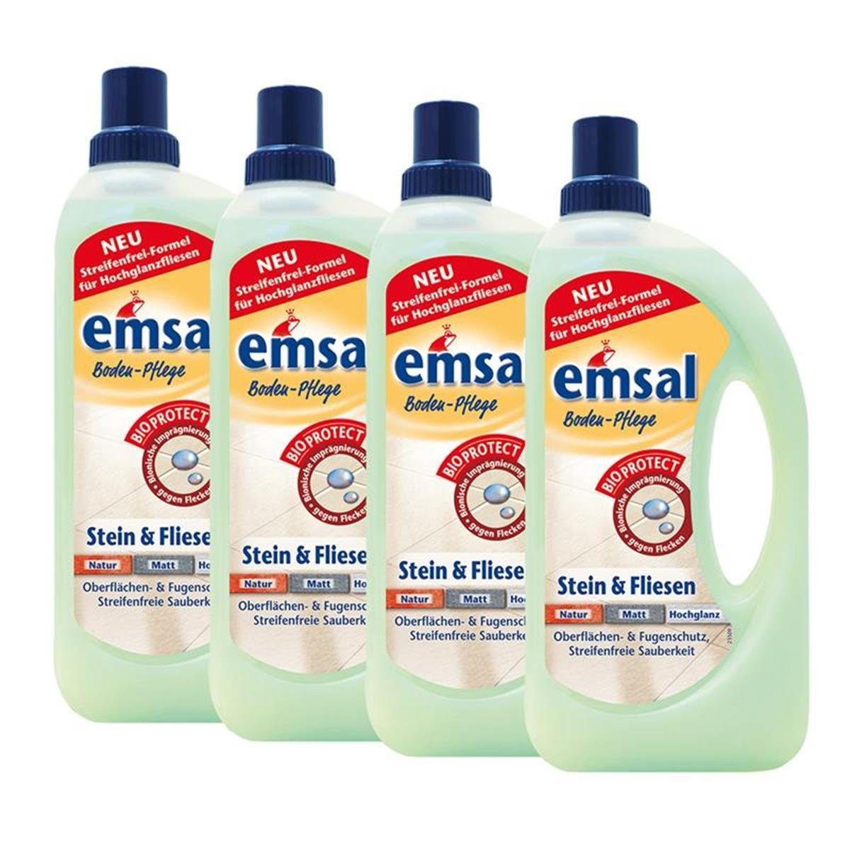 emsal 4x emsal Boden-Pflege Stein & Fliesen 1 Liter mitBioprotect Oberfläche Fussbodenreiniger