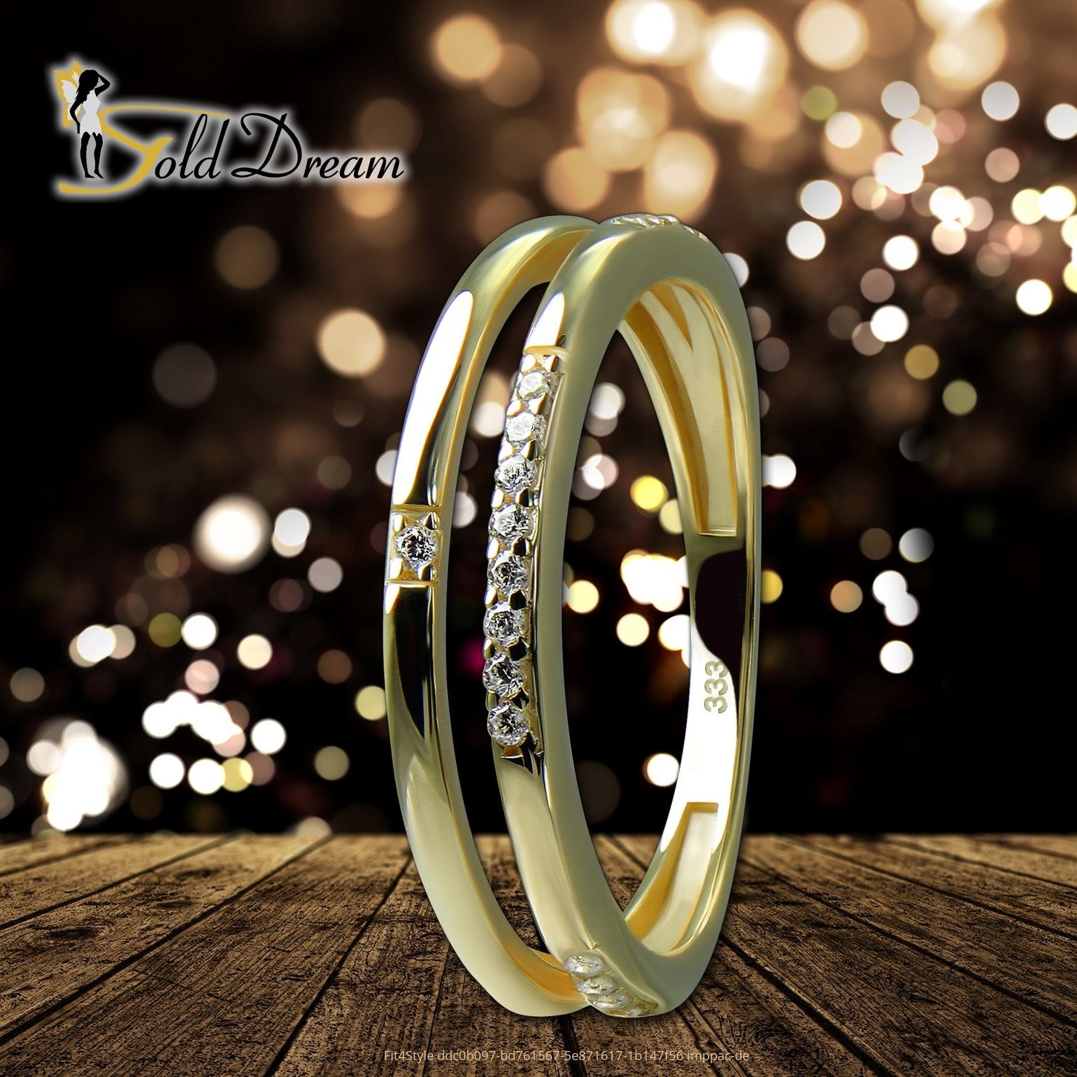 333 Karat, Goldring Gr.58 GoldDream gold, Double (Fingerring), Gold Ring Farbe: Gelbgold Ring weiß GoldDream - Double Damen 8