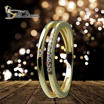 GoldDream Goldring GoldDream Gold Ring Double Gr.58 (Fingerring), Damen Ring Double 333 Gelbgold - 8 Karat, Farbe: gold, weiß