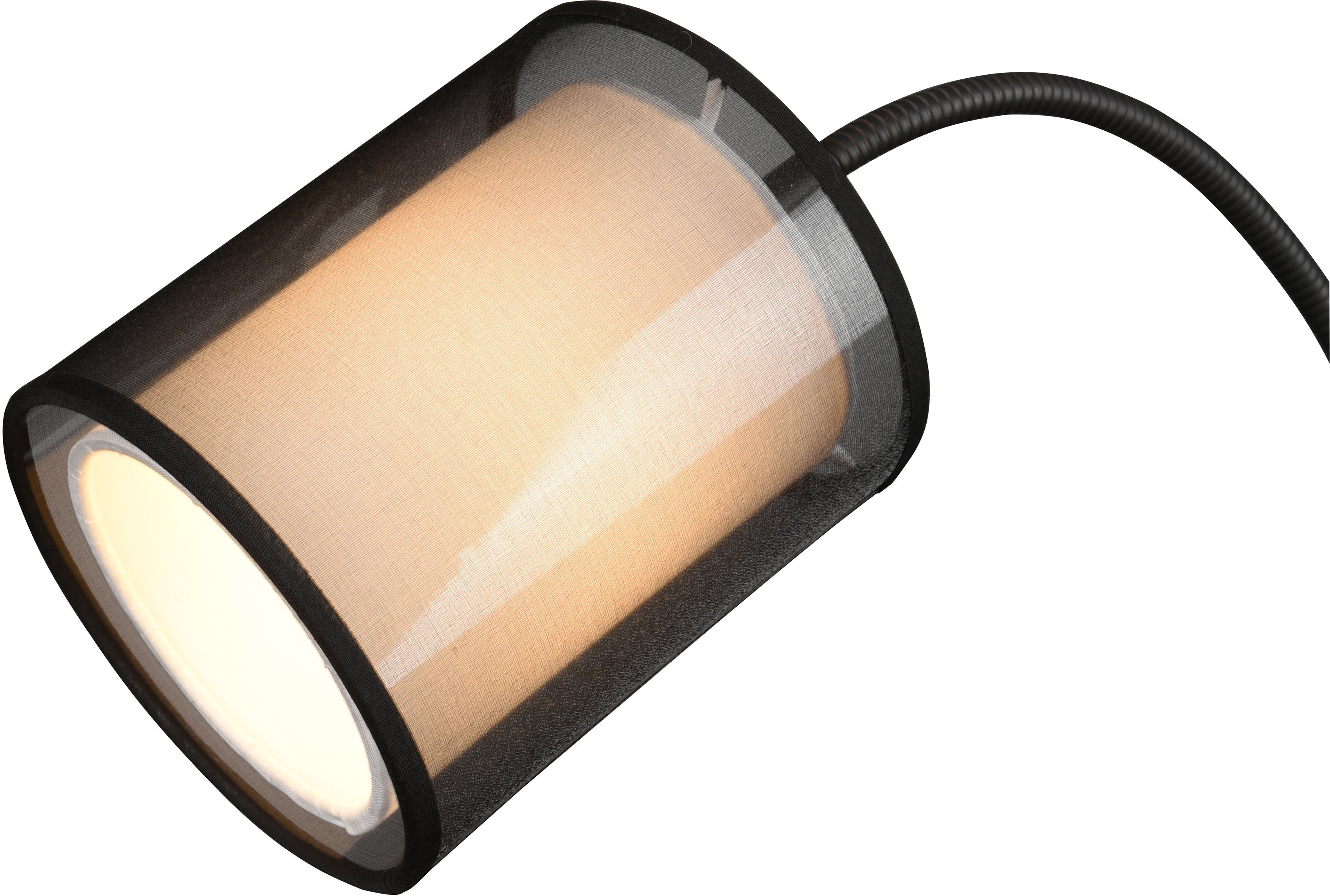 TRIO Leuchten Stehlampe BURTON, getrennt schaltbar, Leuchtmittel wechselbar, Stehleuchte mit Lesearm, Deckenfluter Doppelschirm Textil, Höhe 174 cm