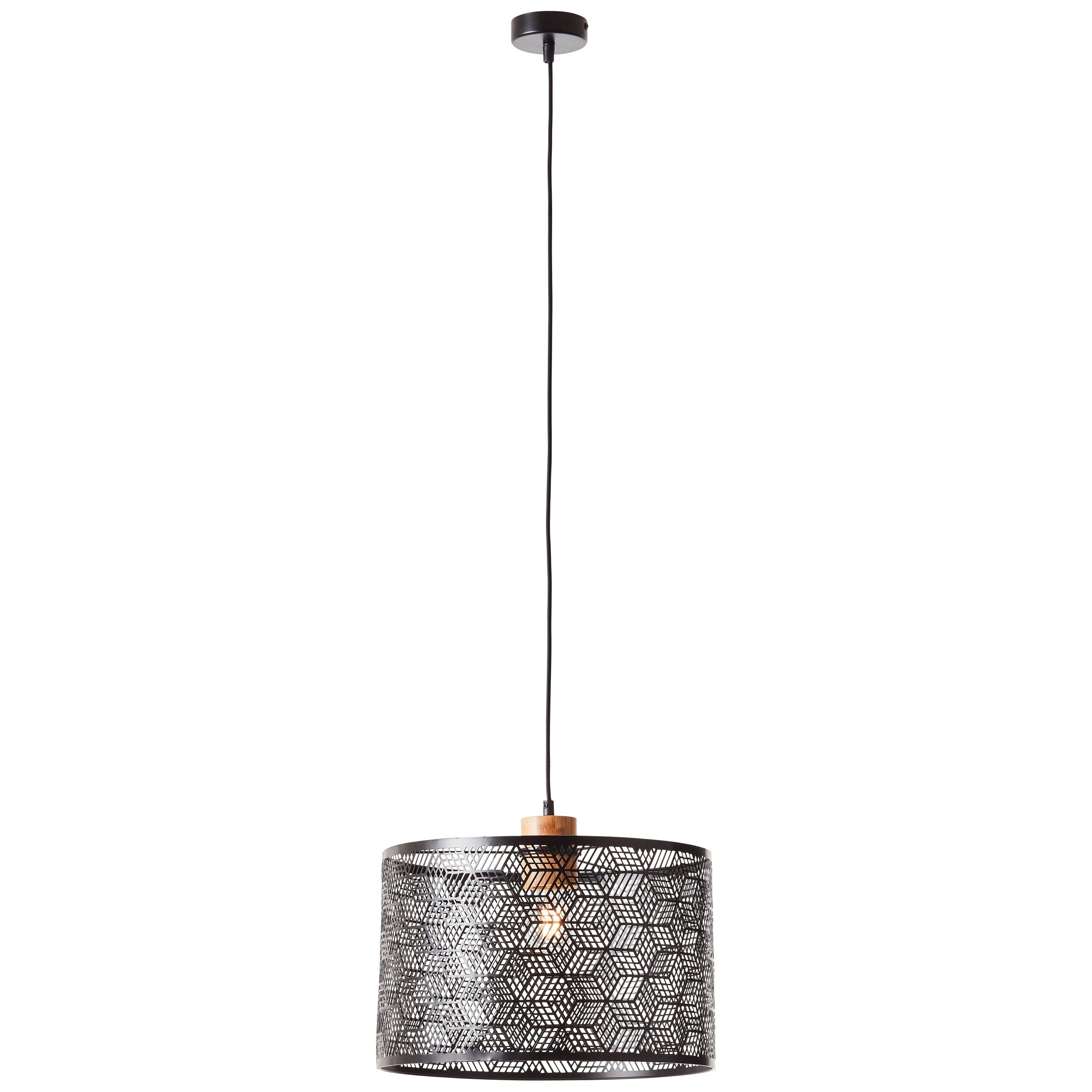 Brilliant Pendelleuchte Santy, ohne Leuchtmittel, 120 x 39 cm, E27, kürzbar, Metall/Bambus, schwarz/natur