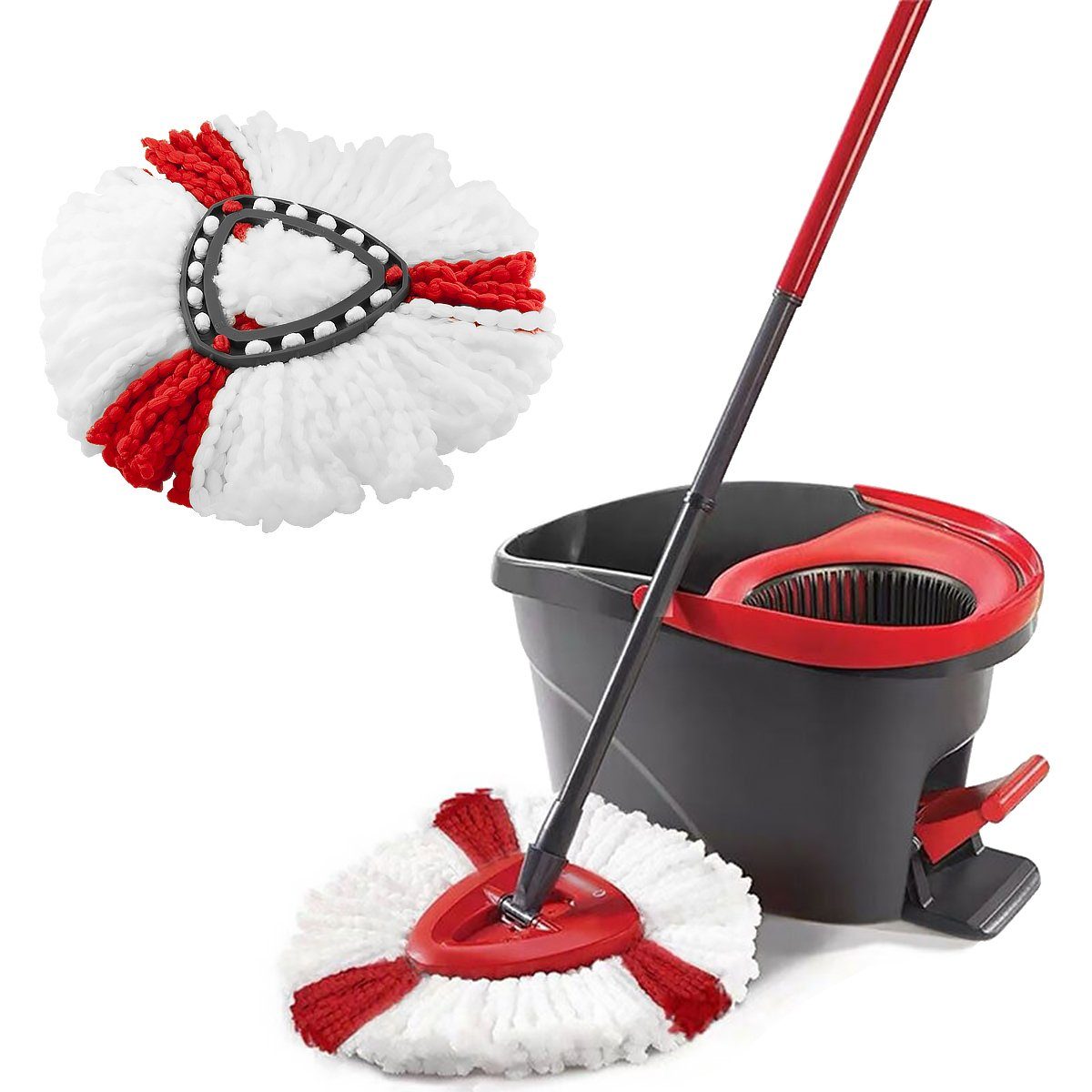 MidGard Wischmopp Ersatzmopp Ersatzkopf für Vileda Turbo 2in1 EasyWring&Clean 2 Stück, Ersatzkopf aus Mikrofaser für auch empfindlichen Boden