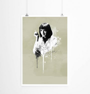 Sinus Art Leinwandbild Pulp Fiction Mia Wallace 90x60cm Paul Sinus Art Splash Art Wandbild als Poster ohne Rahmen gerollt