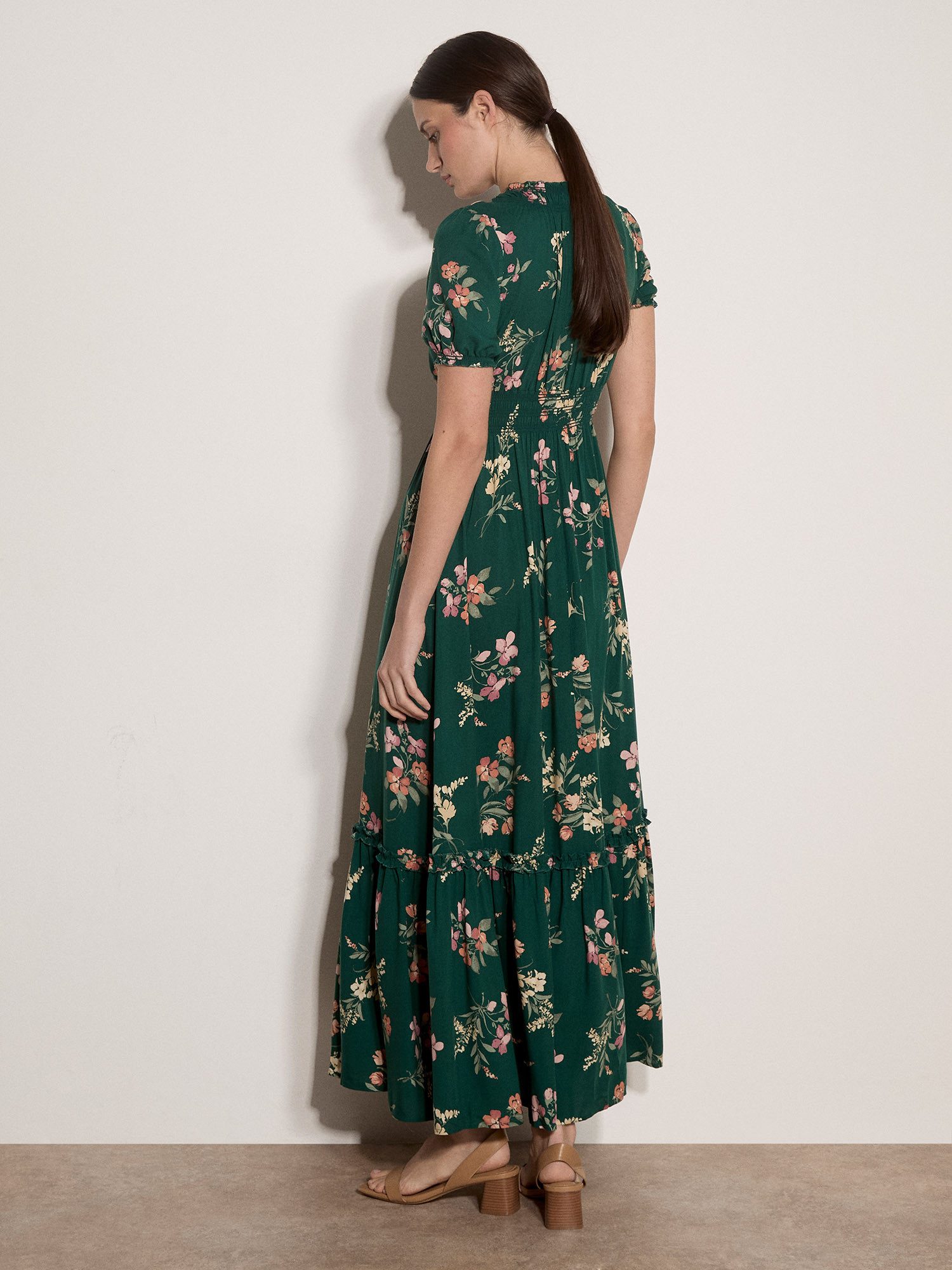 Apricot Maxikleid Maxikleid in Aquarelloptik mit Smockdetails – Bild 4 von 4