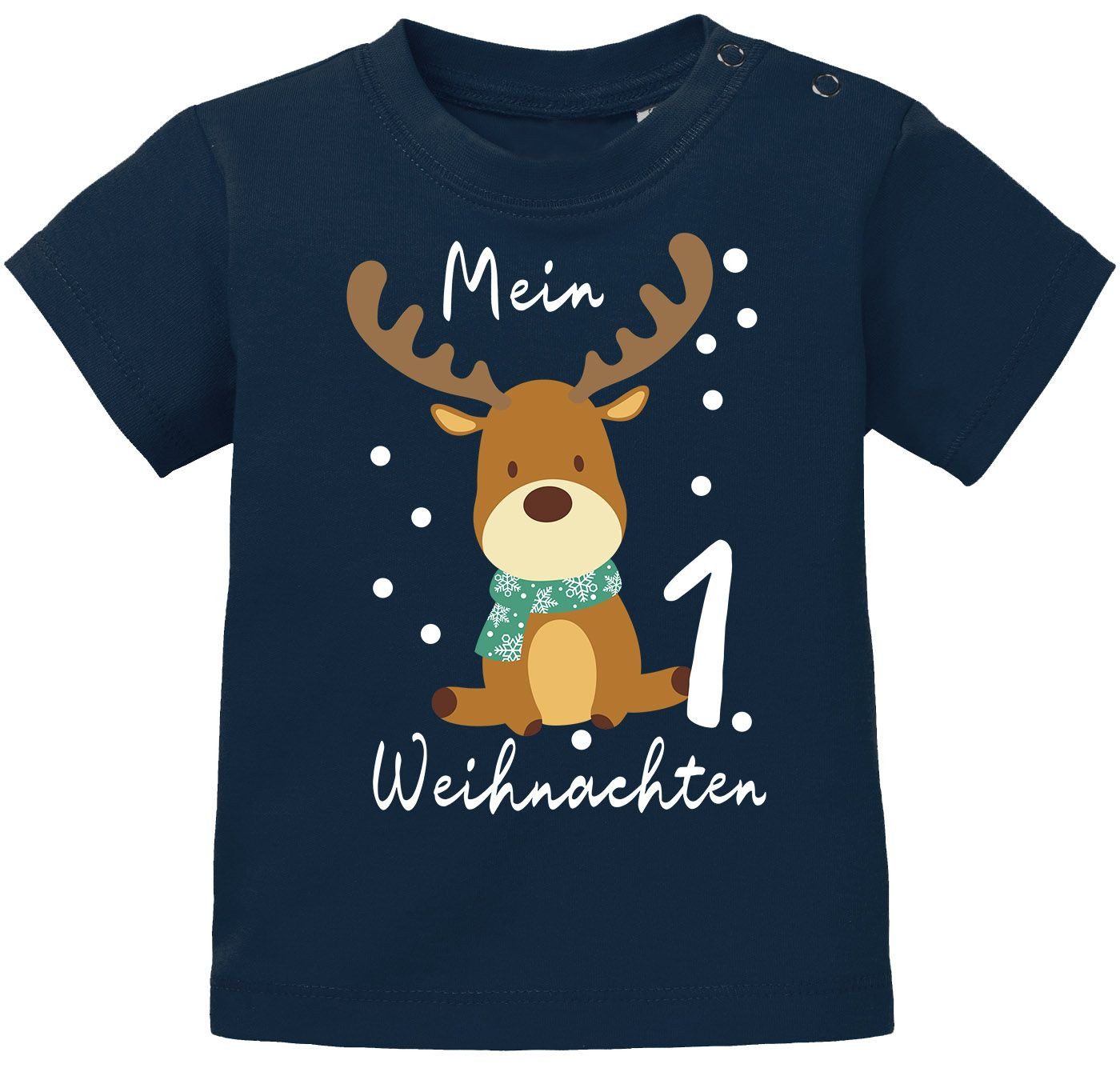 Print-Shirt Baby Shirt kurzarm Mein erstes Weihnachten Rentier Print XMAS Outfit
