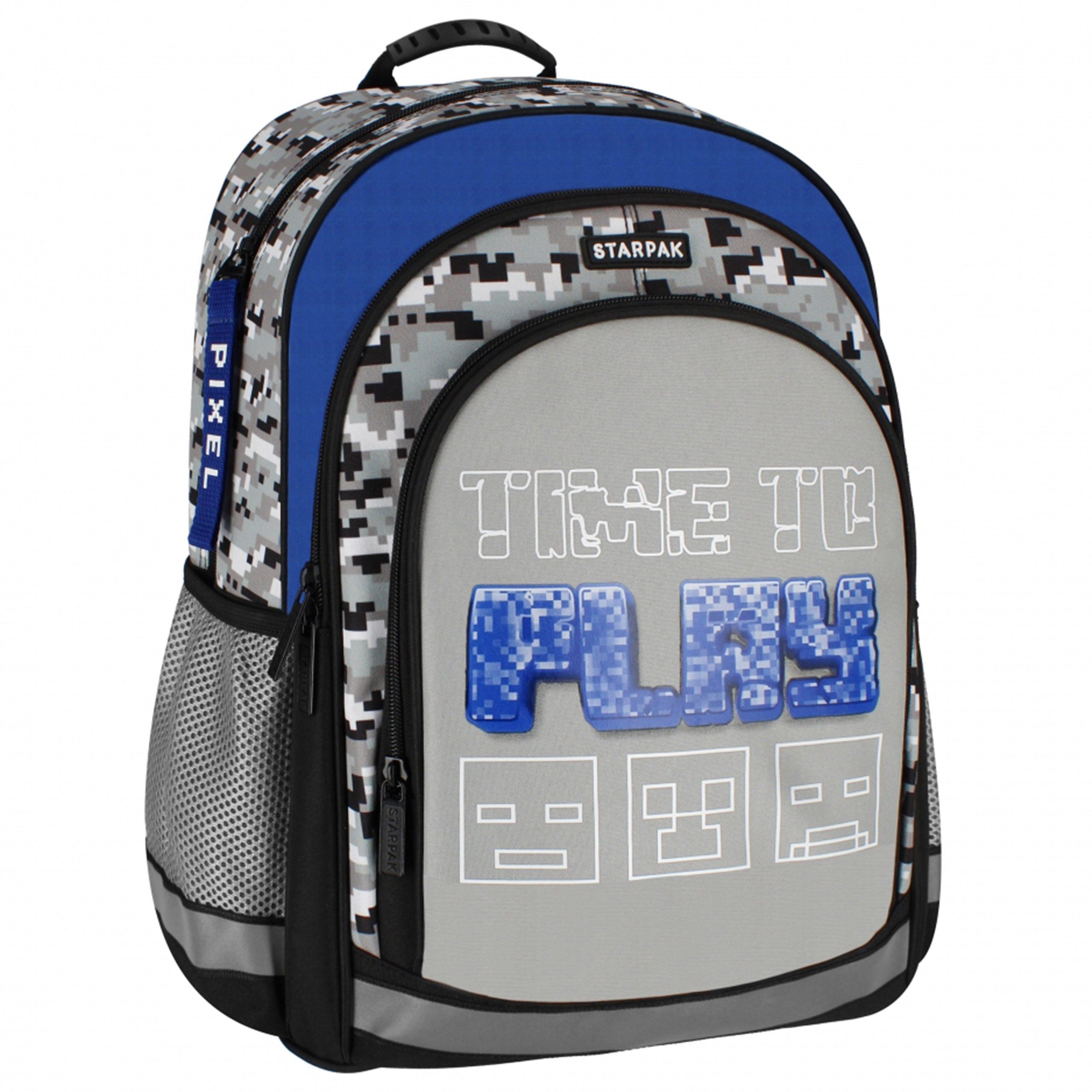 Sarcia.eu Schulrucksack Grauer Pixel Schulrucksack für Jungen, geräumig 40x29x20cm, gepolstert – Bild 2 von 5
