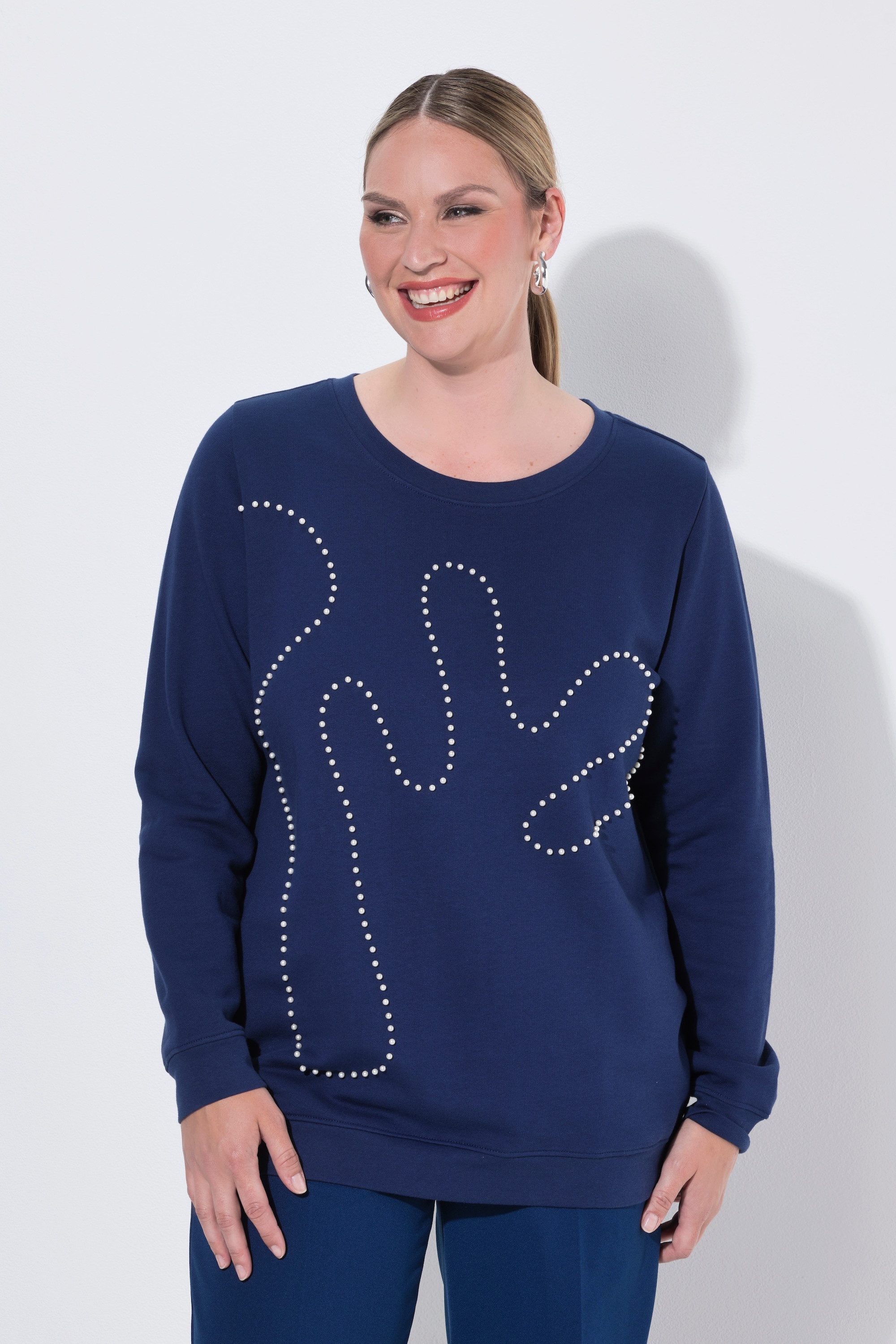 MIAMODA Sweatshirt Sweatshirt Komfort Fit Zierperlen