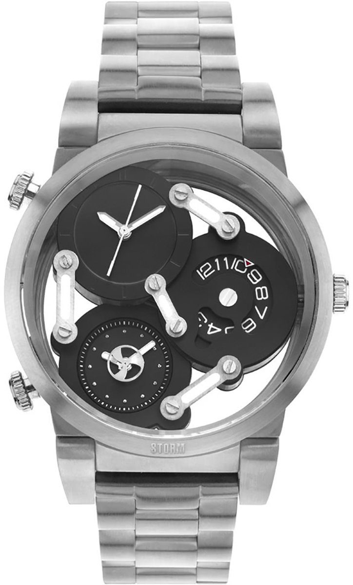 Armbanduhr, Luxus-Style Storm STORM Herrenuhr groß Herren (ca. rund, Quarzuhr 43mm), Edelstahlarmband,