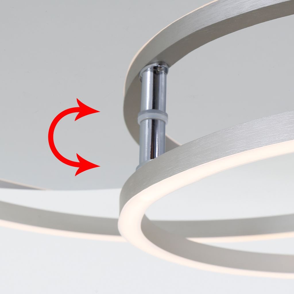 Briloner Leuchten LED Deckenleuchte 3228-018, Dimmfunktion, LED fest integriert, 2700K - Extra-Warmweiß, Memoryfunktion, in Stufen dimmbar, schwenkbar, aluminium, Warmweiß