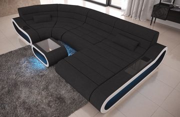 Sofa Dreams Wohnlandschaft Stoff Couch Polstersofa Concept U Form Stoffsofa Sofa, mit LED, Designersofa mit ergonomischer Rückenlehne
