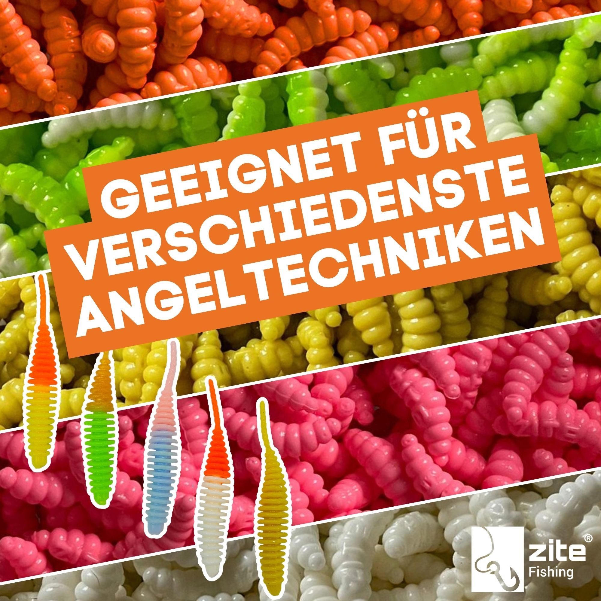 Zite Kunstköder Biggle Worm 6,5 cm 8 Stück - Lamellenwurm fürs UL-Angeln - Gummiköder