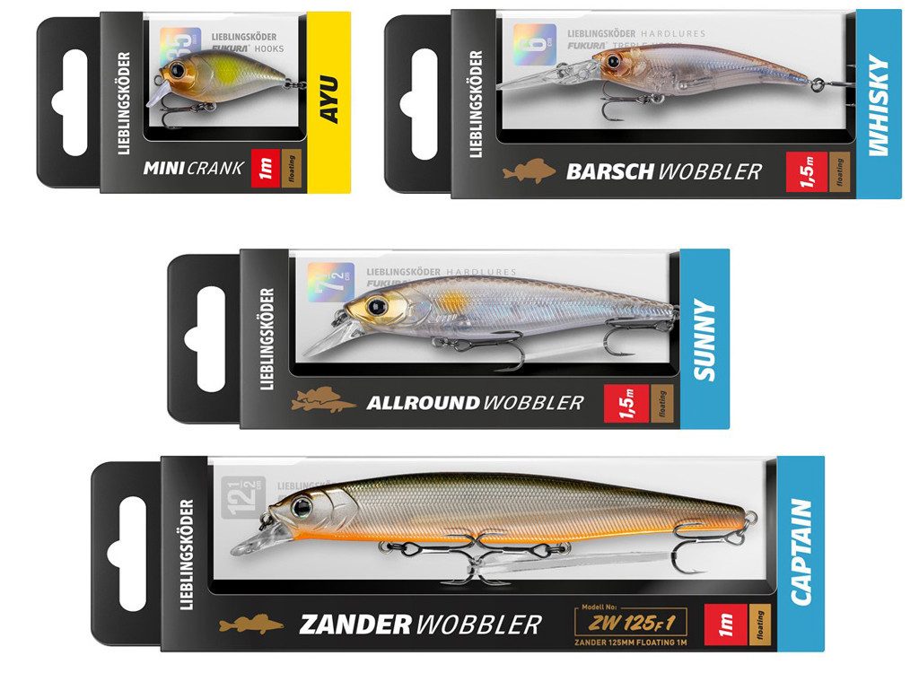 Lieblingsköder Kunstköder Lieblingsköder Wobbler Set - Klares Wasser 1, (Wobblerset klar 1, 4-St. 4 er Set klares Wasser), Effektiver Lauf, Exzellente Verarbeitung