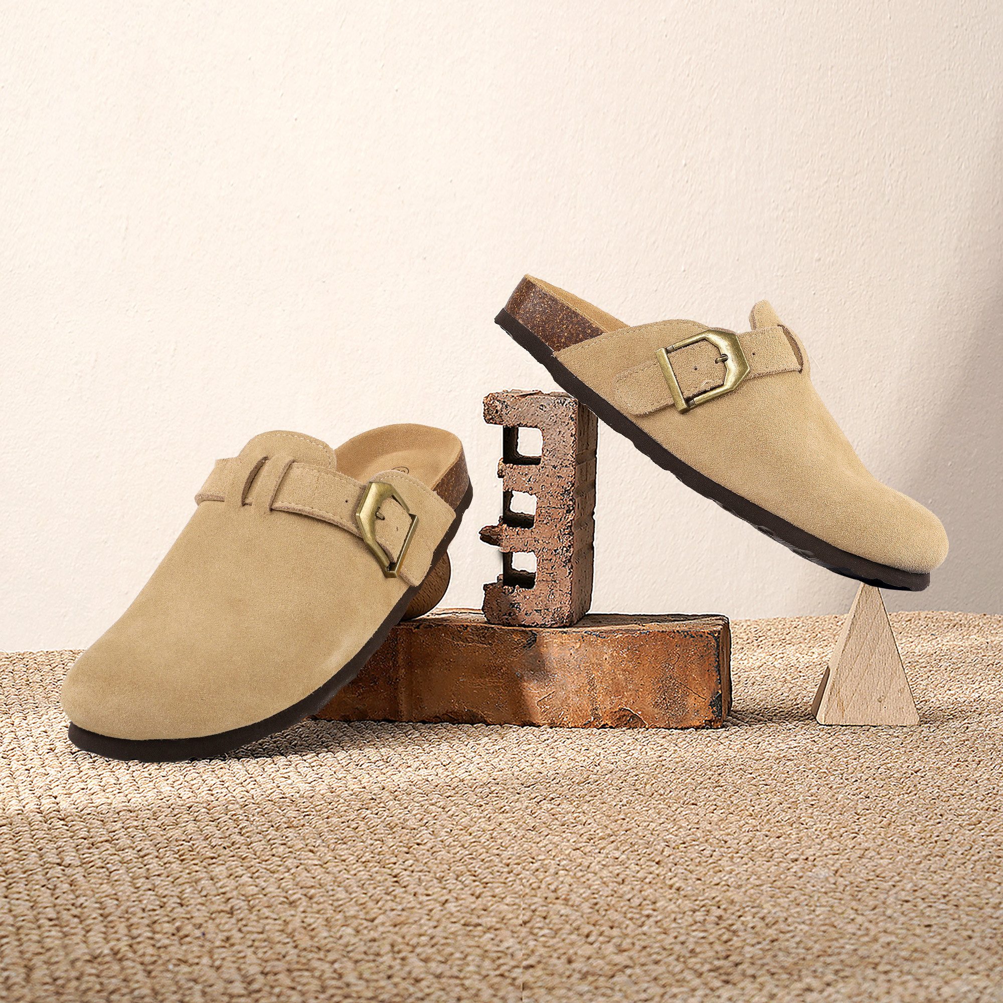 TAN.TOMI Wildleder Clog Leder Pantoletten Clogs Clog Schuhe mit Arch Support Gartenschuhe Geschlossene Latschen – Bild 4 von 5