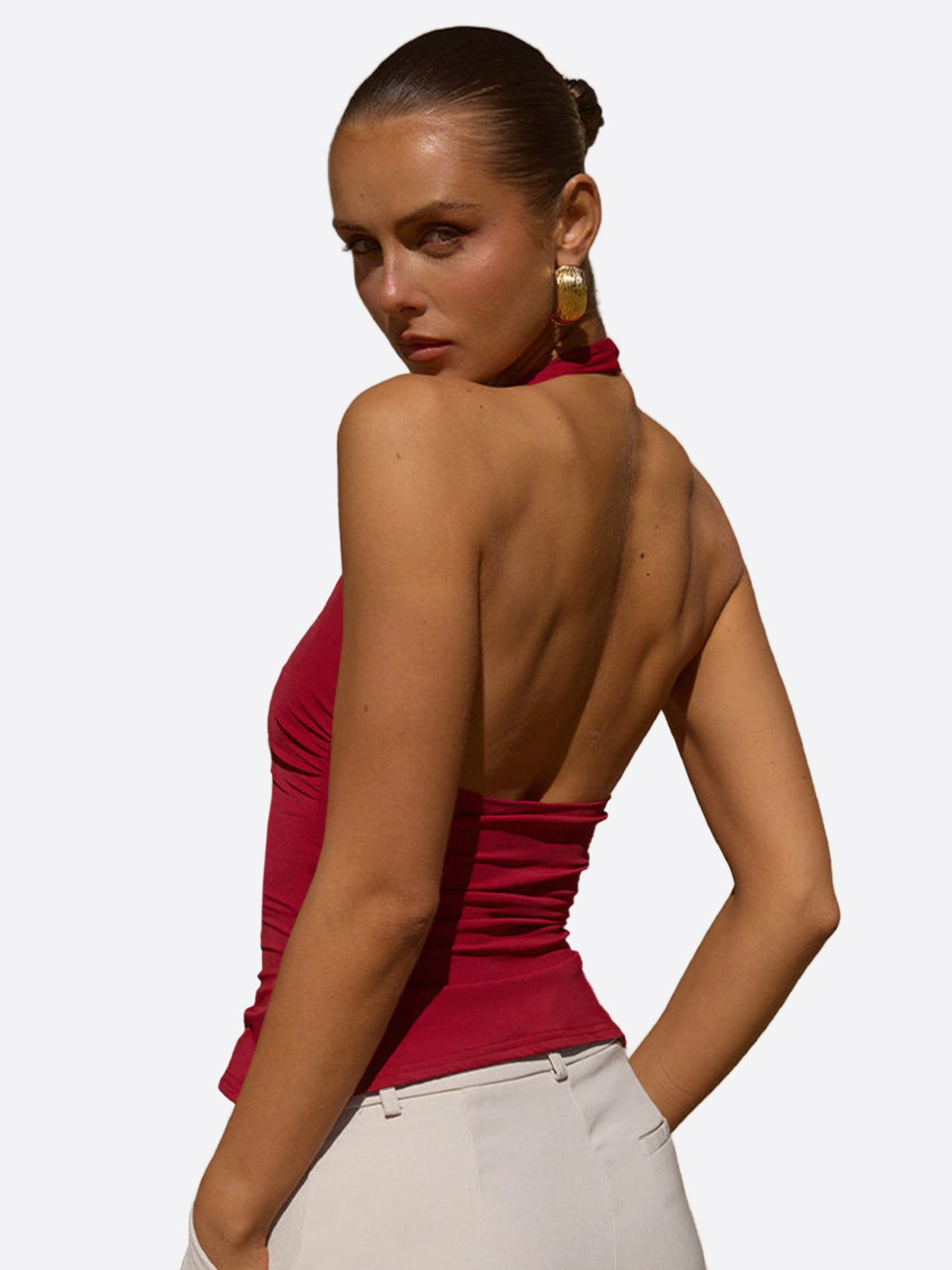 Imily Bela Tanktop Damen Halterneck Top mit freiem Rücken (Packung, 1-tlg., günstig online kaufen