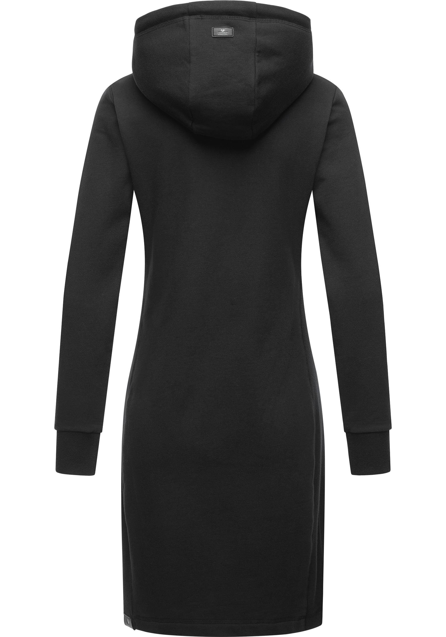 Kleid mit dark Sweatkleid Sabreen Kapuze Ragwear Baumwoll Langärmliges