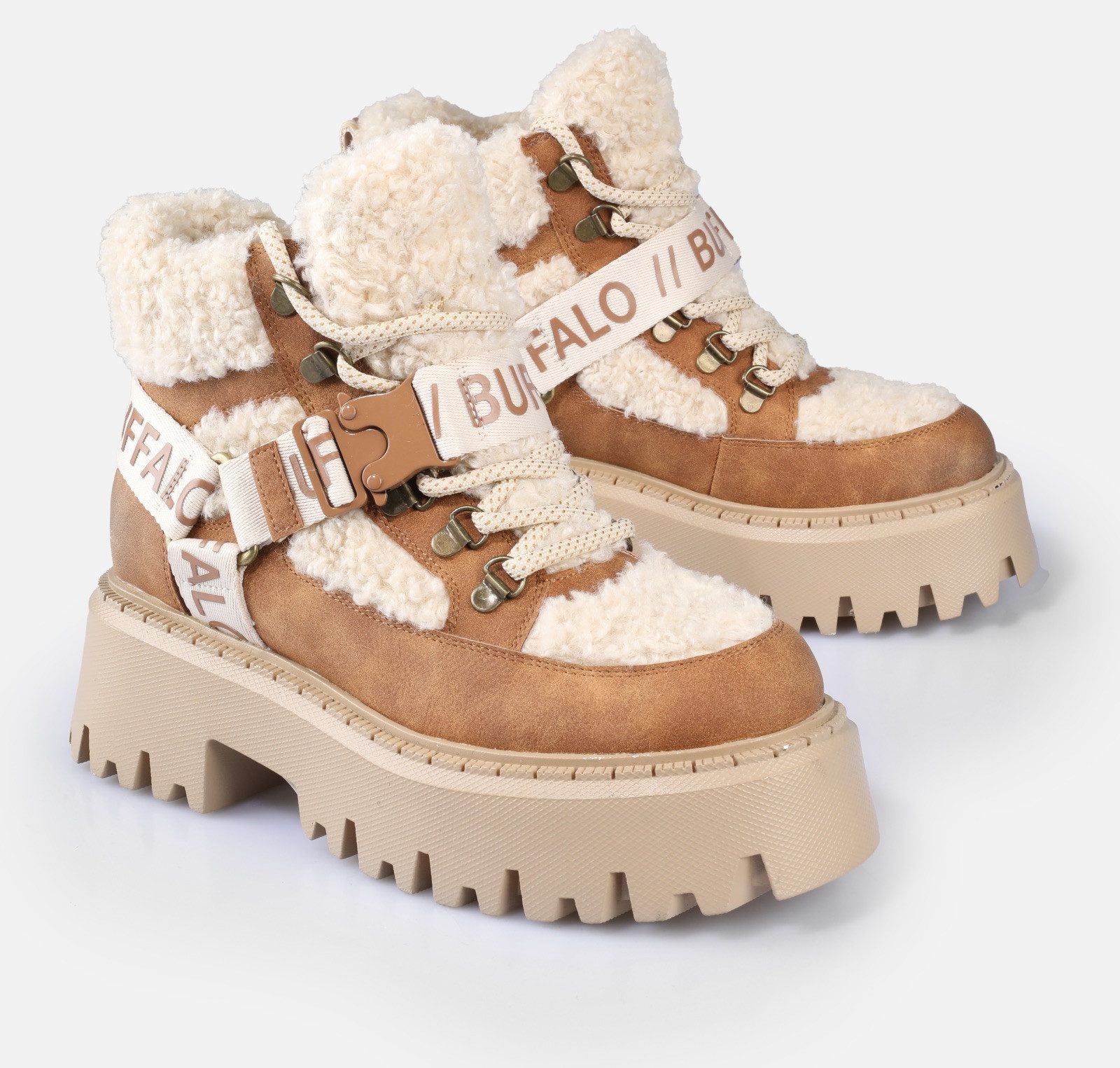 Buffalo Aspen Com Mid Warm Plateaustiefelette Winterboots, Schnürboots, Сапогиette mit kuscheligem Warmfutter