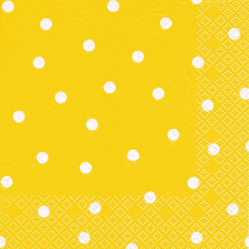 Serviettenshop Papierserviette 20 Servietten Punkte gelb 33x33cm, (20 St)