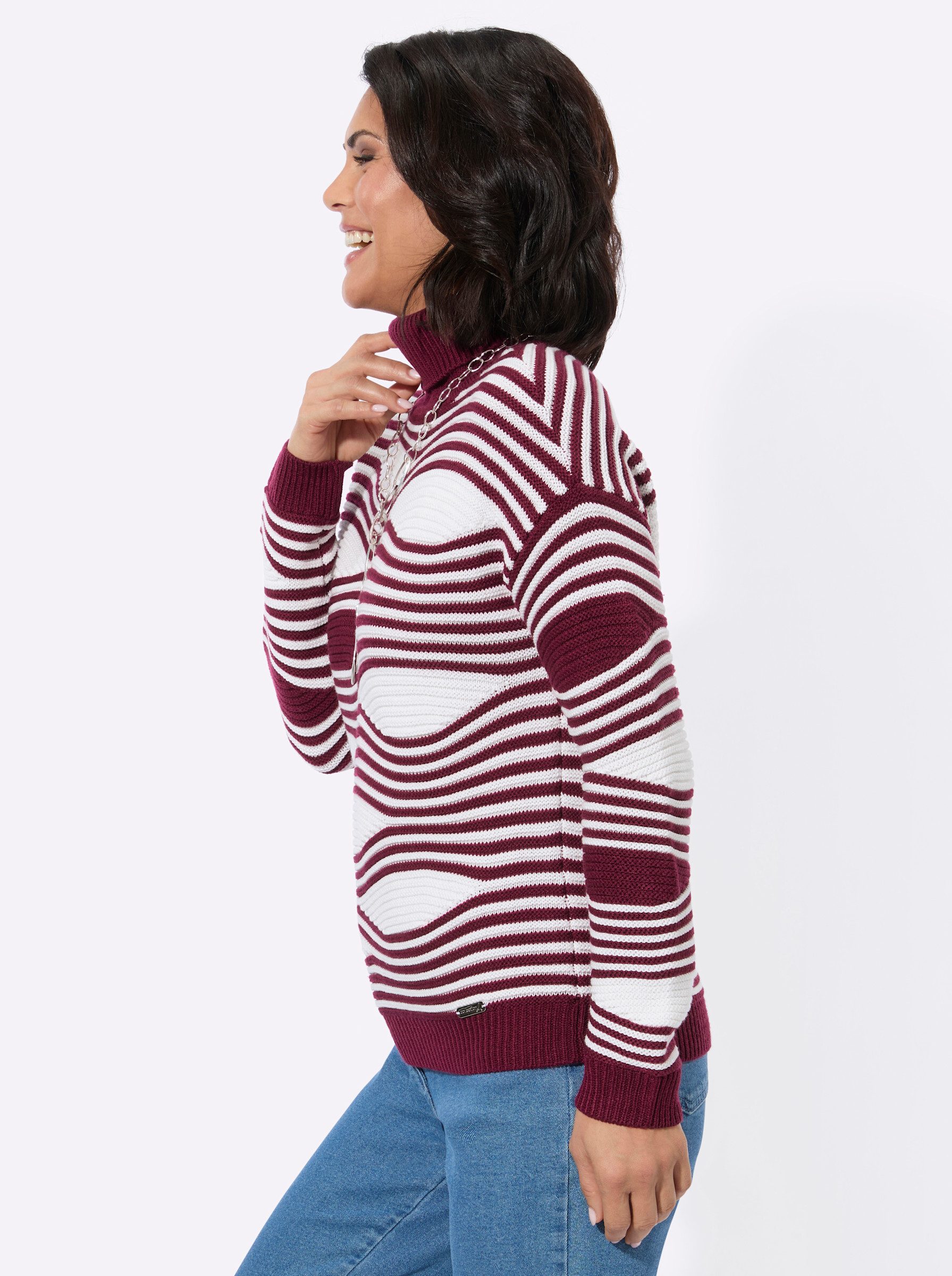 Witt Strickpullover Rollkragenpullover Langarm Intarsien