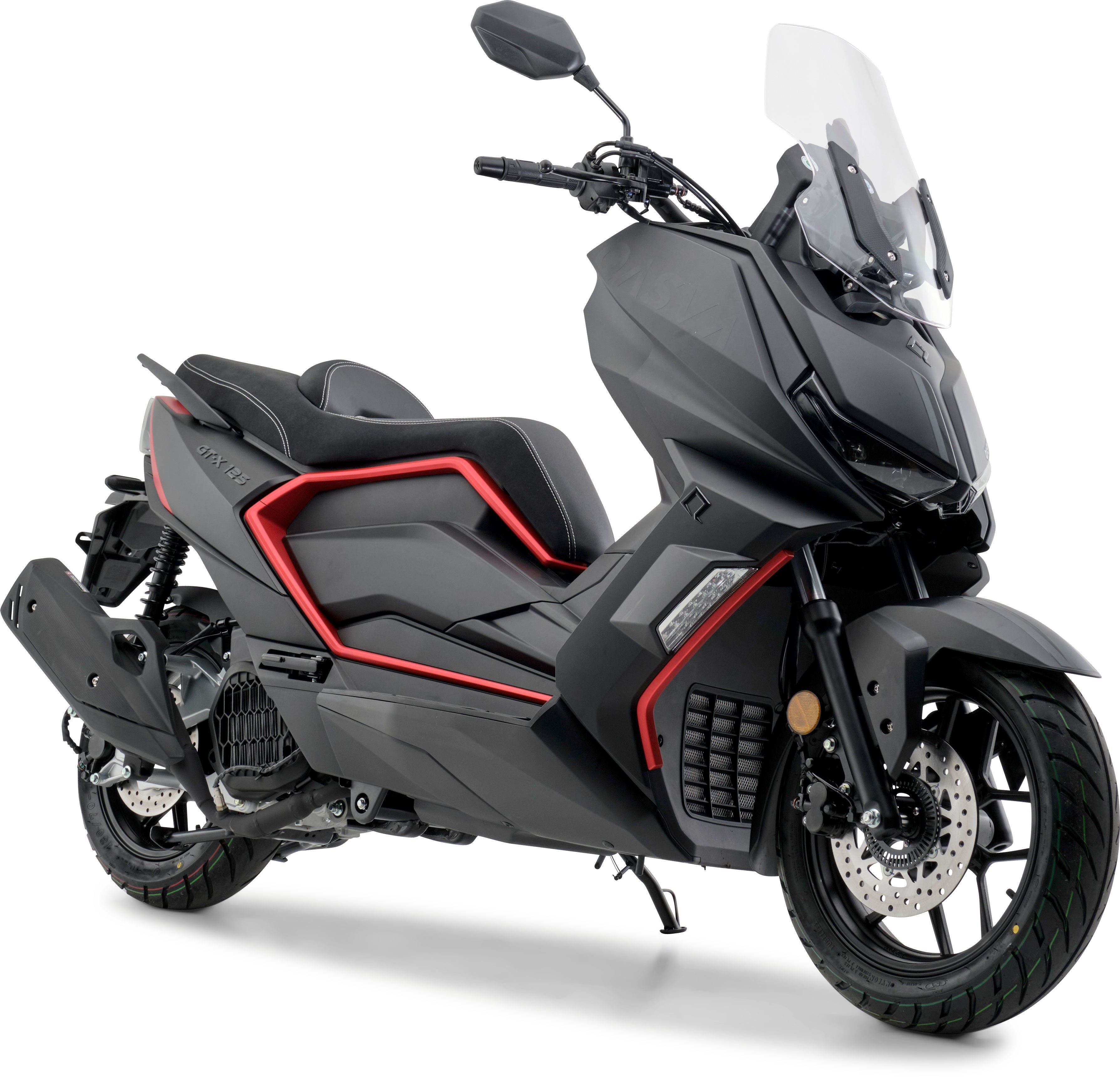 Burnout GT-X 125cc Dark Fire Scooter, 125cc, 92 km/h, Euro 5+, LED Lighting, Navigation, 7-inch TFT Speedometer, Adjustable Windshield