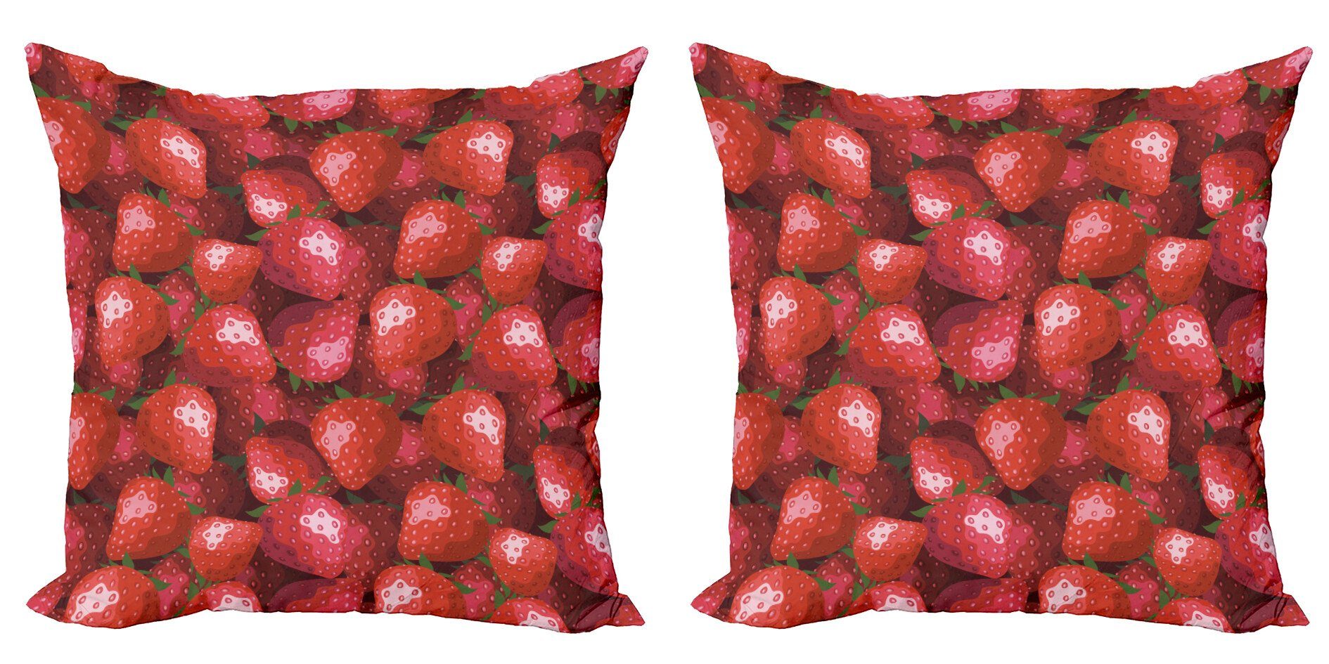 rot Erdbeeren Stück), Früchte Abakuhaus Reife Modern Digitaldruck, Accent (2 Kissenbezüge Doppelseitiger