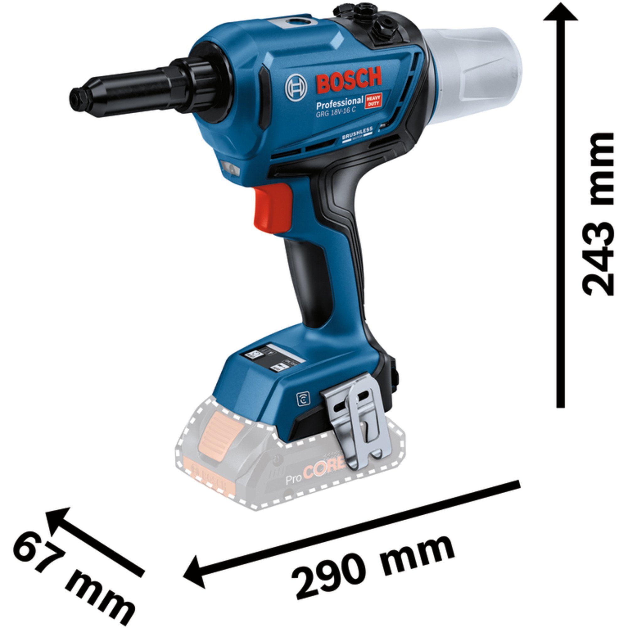 Bosch Professional Druckluft-Nagler Bosch Professional Akku-Nietpistole GRG 18V-16 C