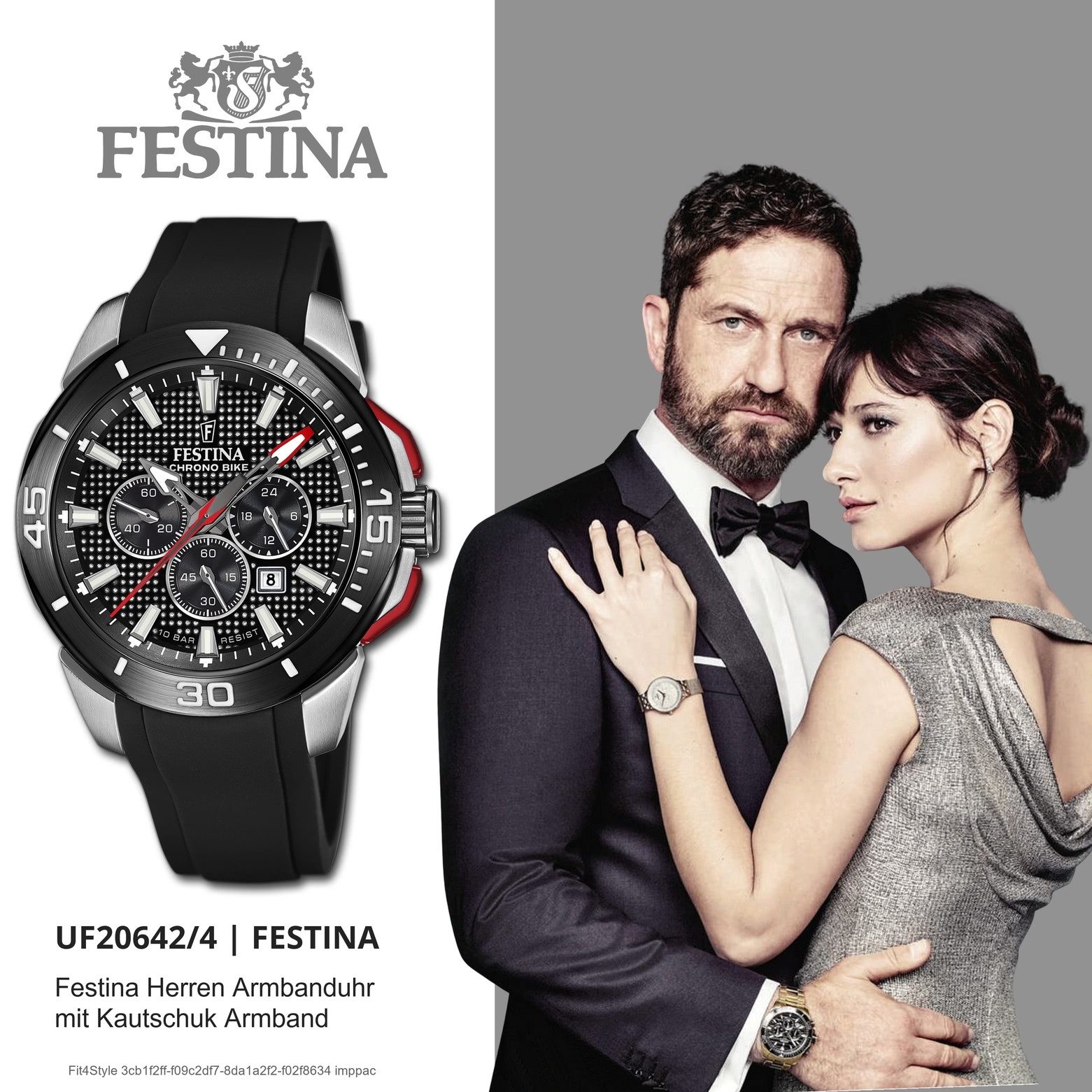 Festina Quarzuhr Festina Herrenuhr Kautschuk schwarz, (Analoguhr), Herren Armbanduhr rund, Kautschukarmband schwarz, Sport