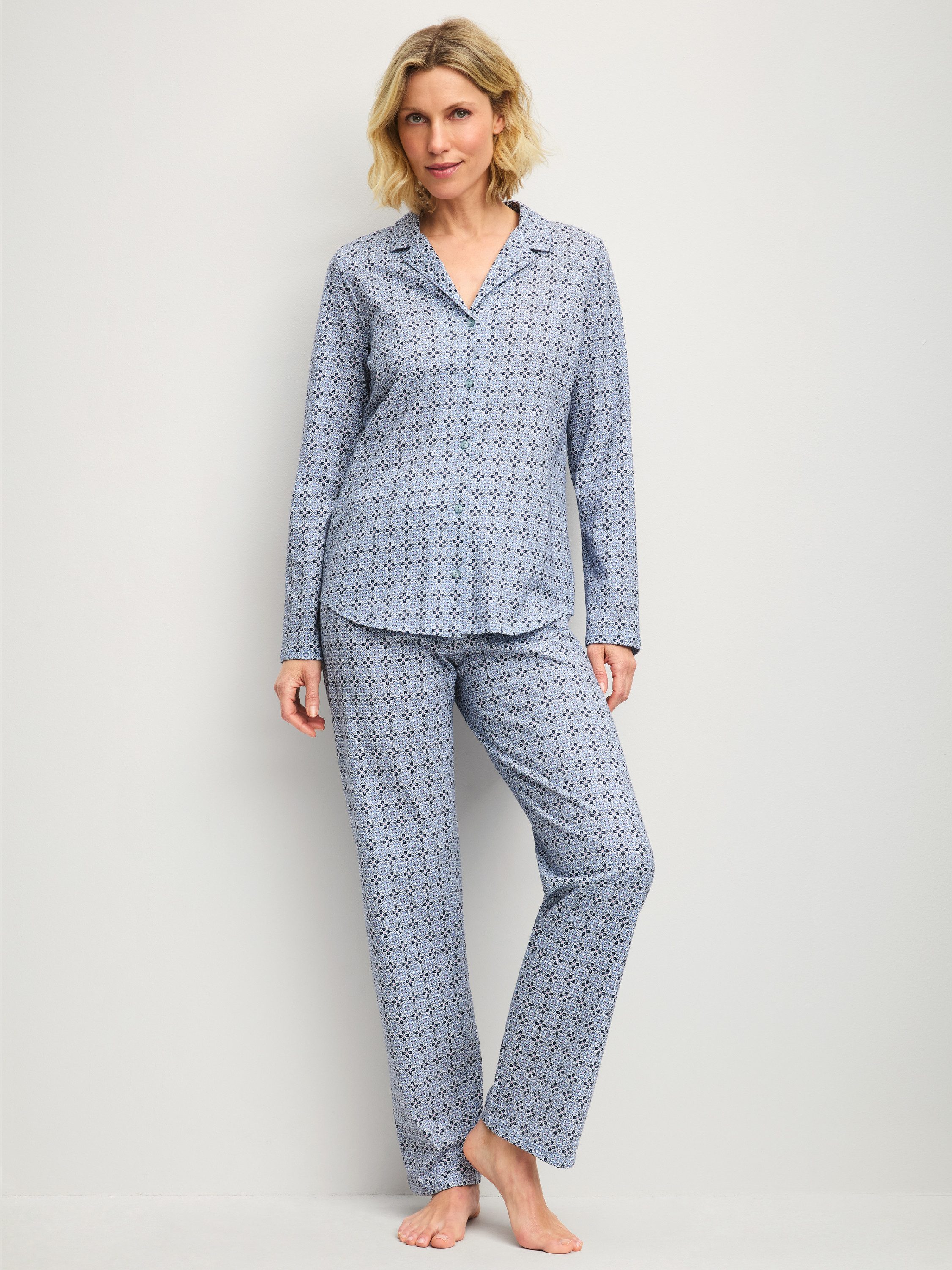 CALIDA Pyjama Cotton Special Damen (2 tlg) aus 100% Baumwolle, atmungsaktiv und klimaregulierend